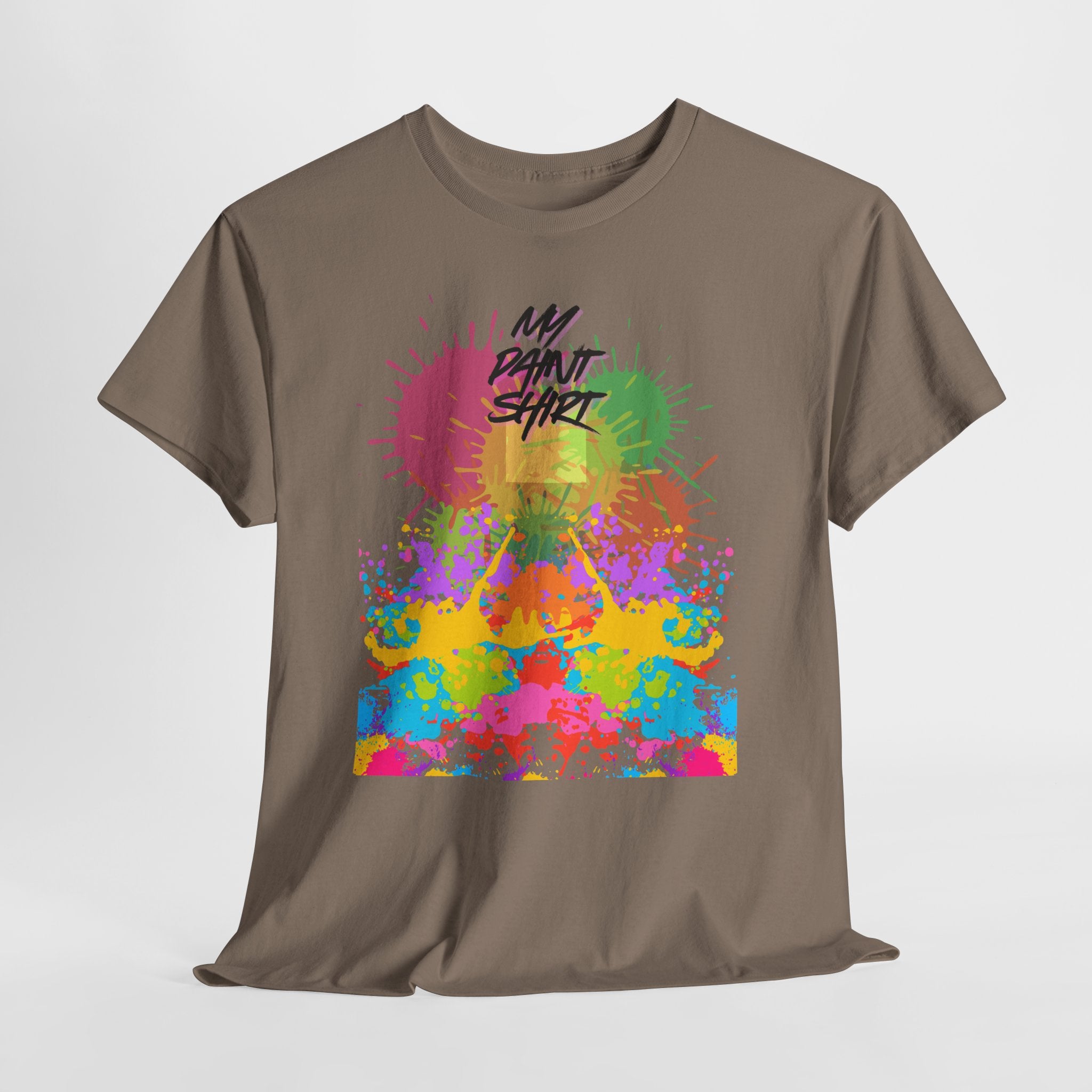 Fun Paint Splash Unisex Heavy Cotton T-Shirt — Colorful 'MY PAINT SHIRT' Perfect for the Artist in the Family