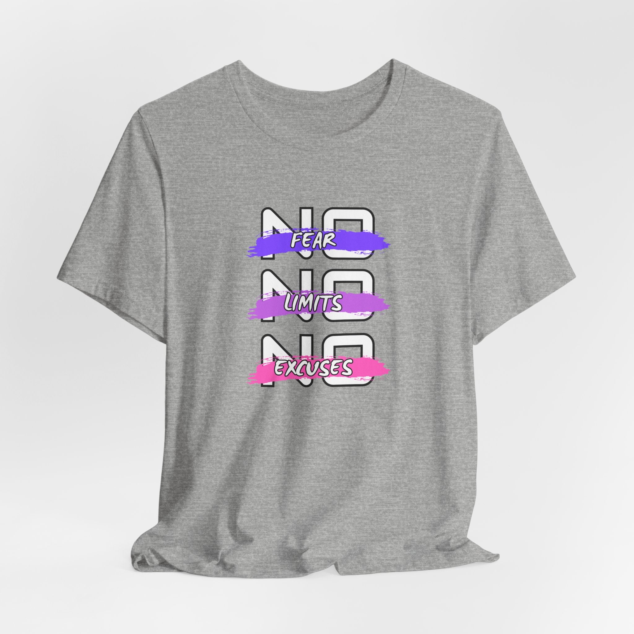 Motivational Graphic Unisex Tee - "No Limits, No Excuses"  Jersey Short Sleeve Shirt, Fitness Apparel, Workout Gear, Inspirational Tee, [...]