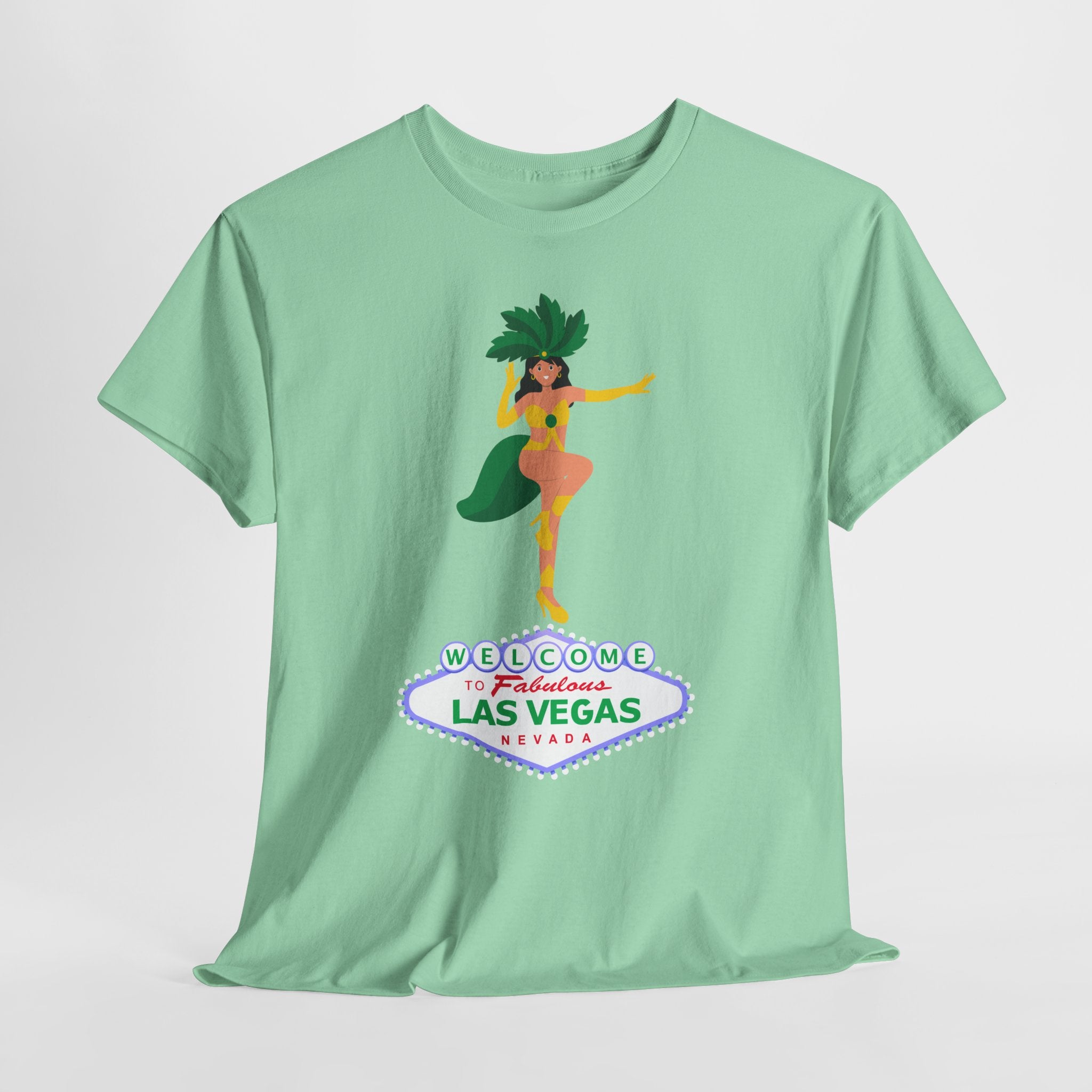 Let The Weekend Party begin with this Las Vegas Showgirl Unisex Heavy Cotton T-Shirt — Welcome to Fabulous Retro Vegas Tee