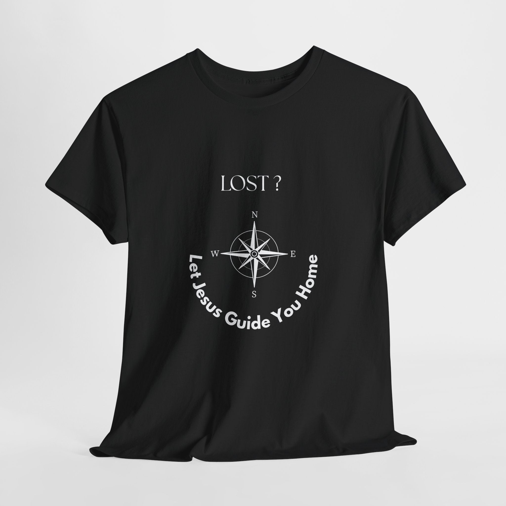 Christian Compass Graphic Unisex Heavy Cotton T‑Shirt — "Lost? Let Jesus Guide You Home" Inspirational Tee