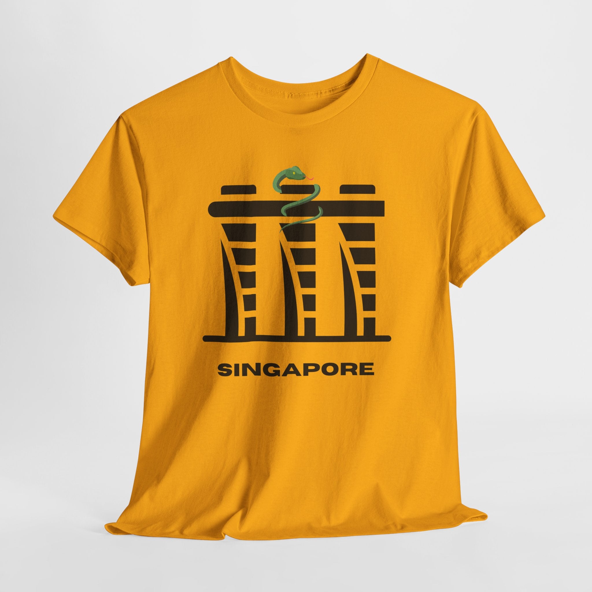 Quirky Singapore Marina Bay Skyline Graphic Unisex Heavy Cotton T‑Shirt — Minimalist Marina Bay Sands Graphic Tee