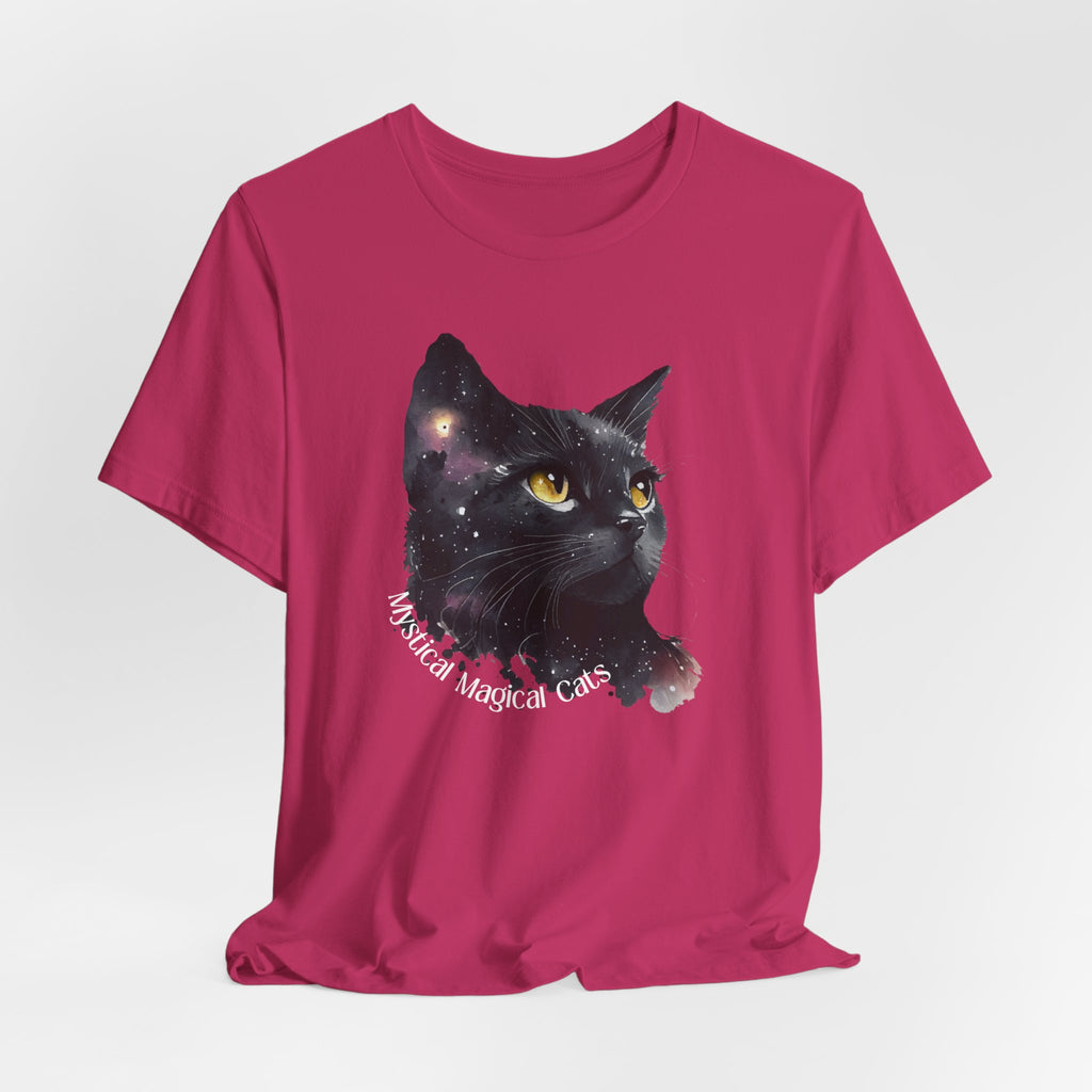 Cosmic Mystical-Magical Cat Heavy Cotton Unisex Tee - , Short Sleeve Unisex T-Shirt, Cat Lover Gift, Astrology Fashion, Unique Apparel