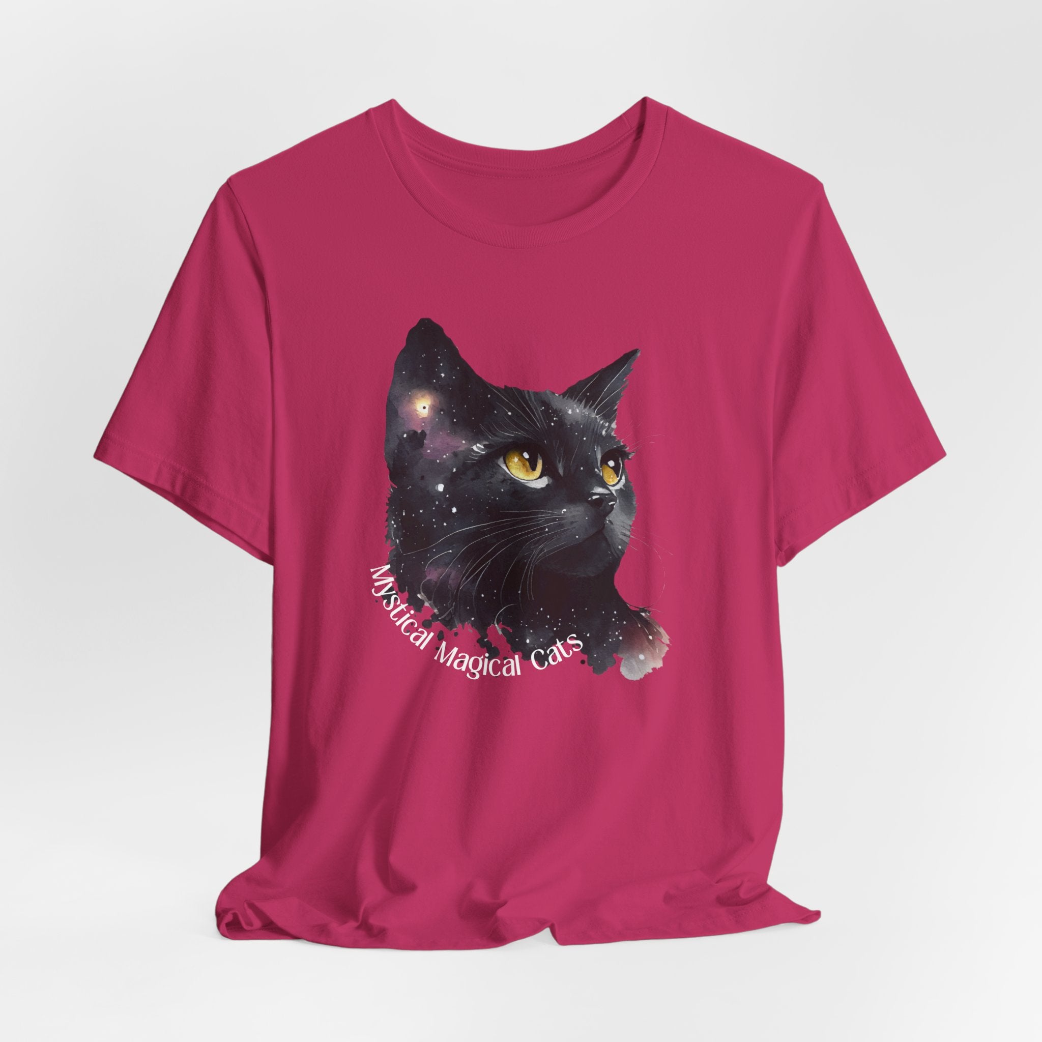 Cosmic Mystical-Magical Cat Heavy Cotton Unisex Tee - , Short Sleeve Unisex T-Shirt, Cat Lover Gift, Astrology Fashion, Unique Apparel