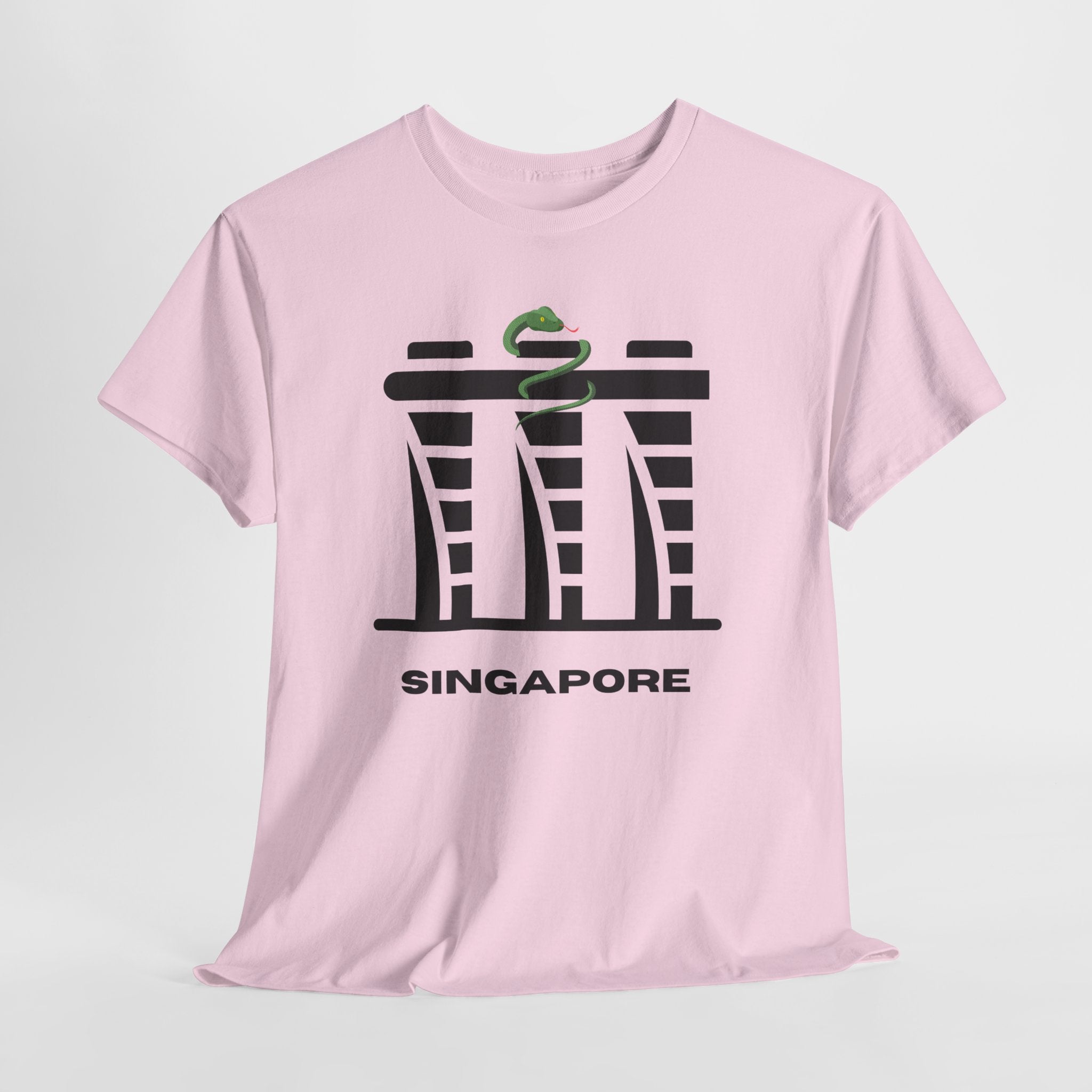Quirky Singapore Marina Bay Skyline Graphic Unisex Heavy Cotton T‑Shirt — Minimalist Marina Bay Sands Graphic Tee