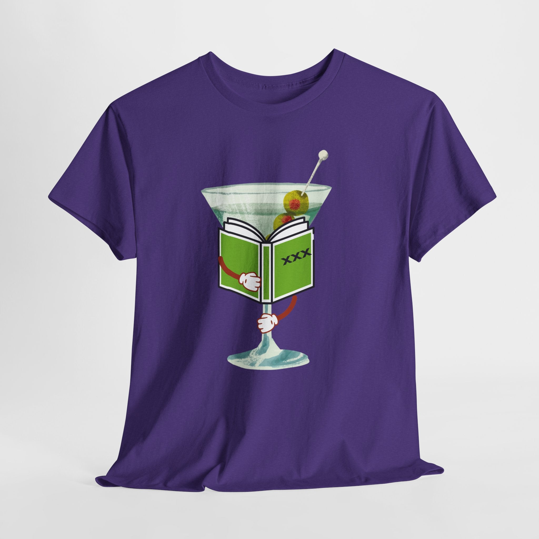 Naughty "Dirty Martini" Graphic Unisex Heavy Cotton Tee — Martini Glass with XXX Book Graphic T-Shirt