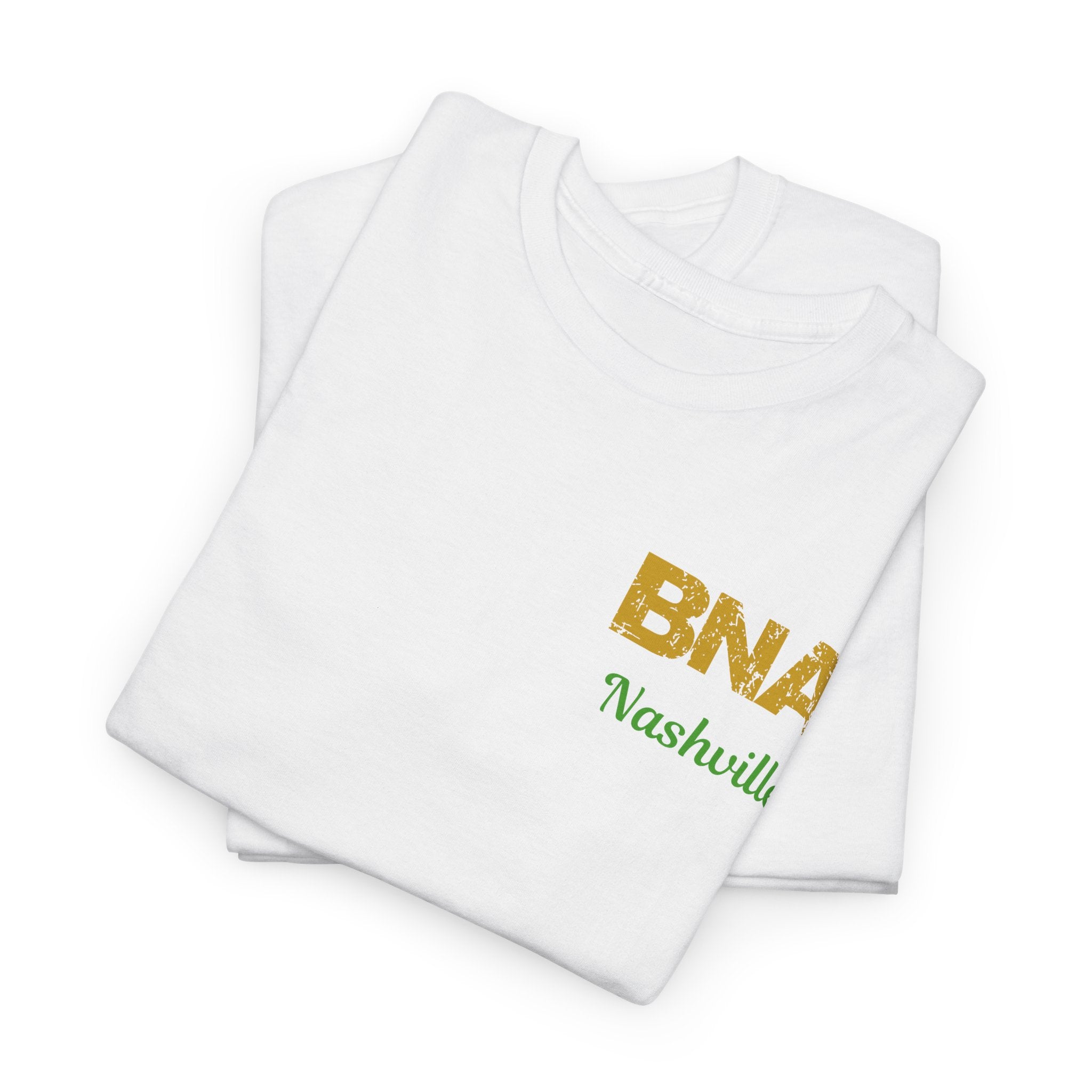 Distressed Letters BNA Nashville International Airport Code Unisex Heavy Cotton Tee Shirt