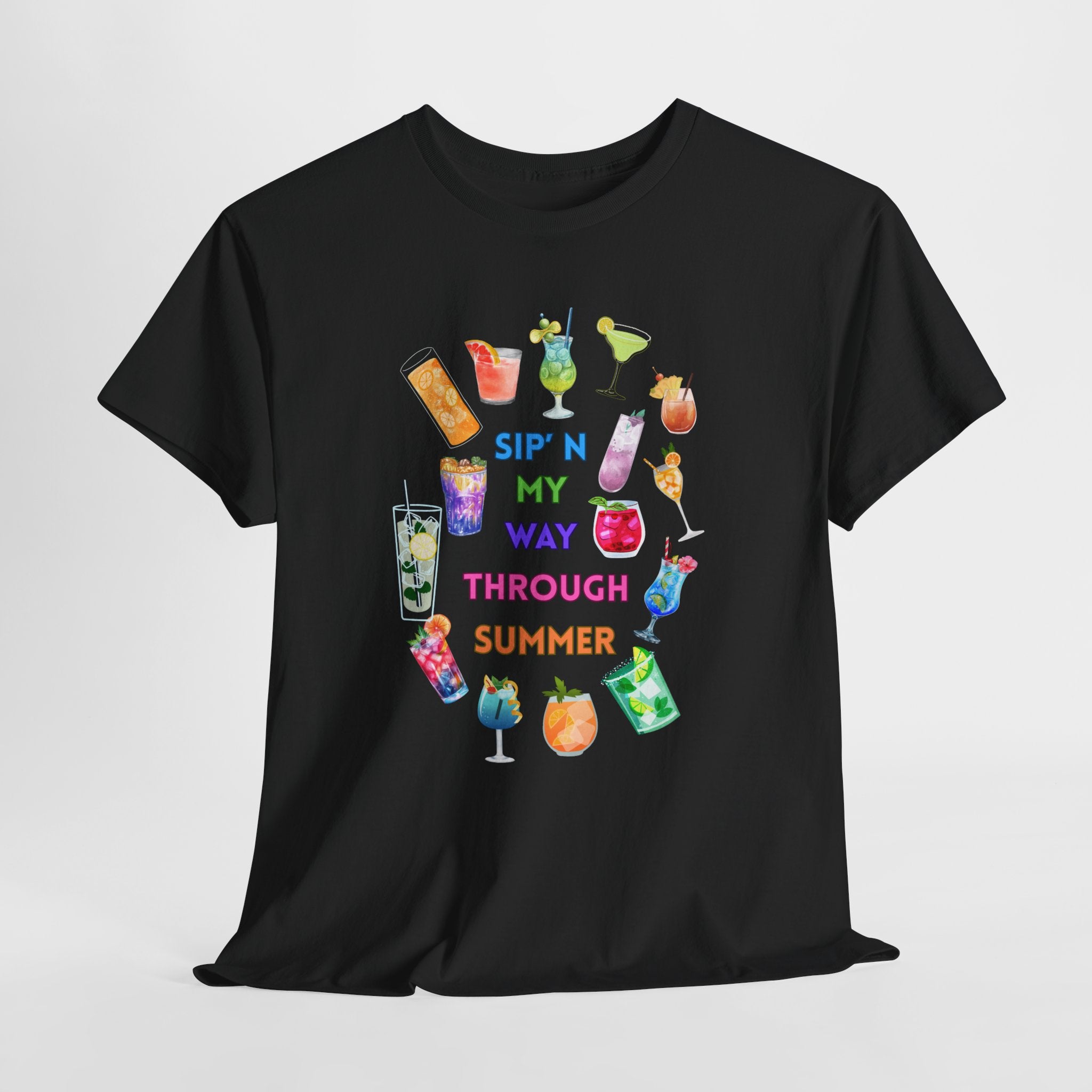 Declare Cocktail Culture at its finest Colorful Summer Unisex Tee - Sip'in My Way Through the Summer