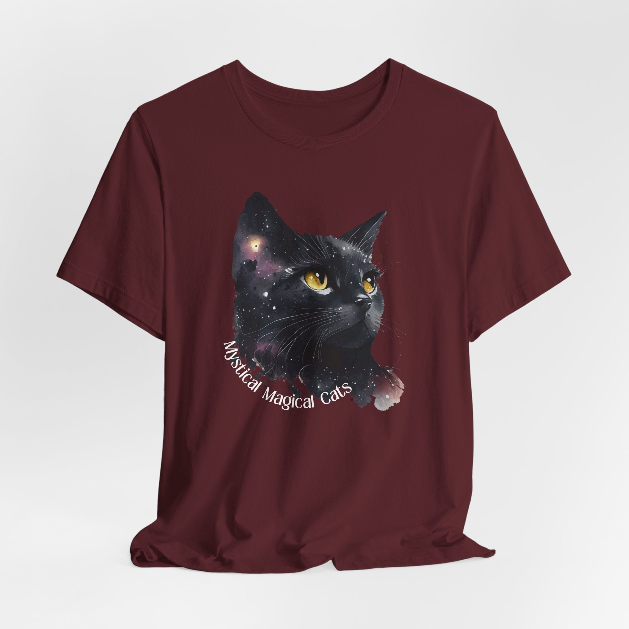 Cosmic Mystical-Magical Cat Heavy Cotton Unisex Tee - , Short Sleeve Unisex T-Shirt, Cat Lover Gift, Astrology Fashion, Unique Apparel