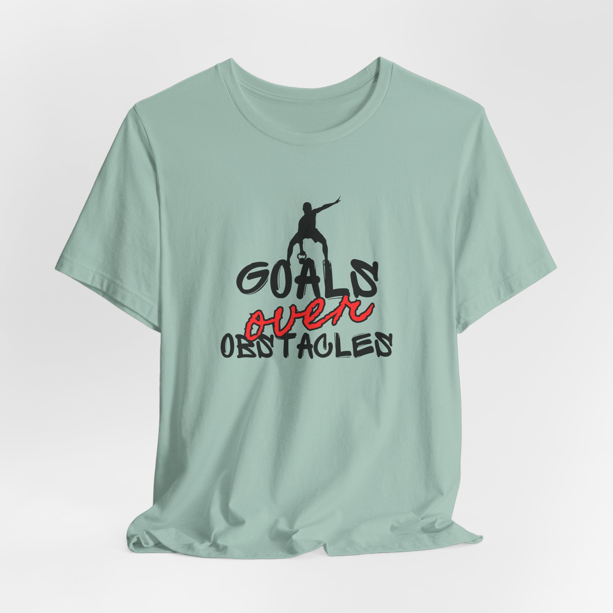 Motivational Fitness Tee | Goals Over Obstacles Unisex Heavy Cotton Tee Shirt, Workout Apparel, Inspirational Gift, Casual Daily Wear, Active Lifestyle Top