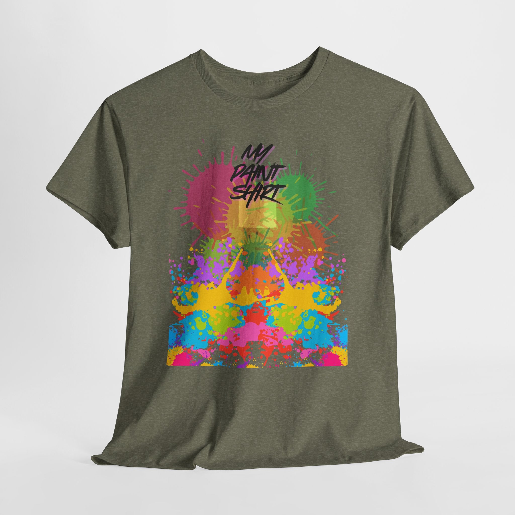 Fun Paint Splash Unisex Heavy Cotton T-Shirt — Colorful 'MY PAINT SHIRT' Perfect for the Artist in the Family