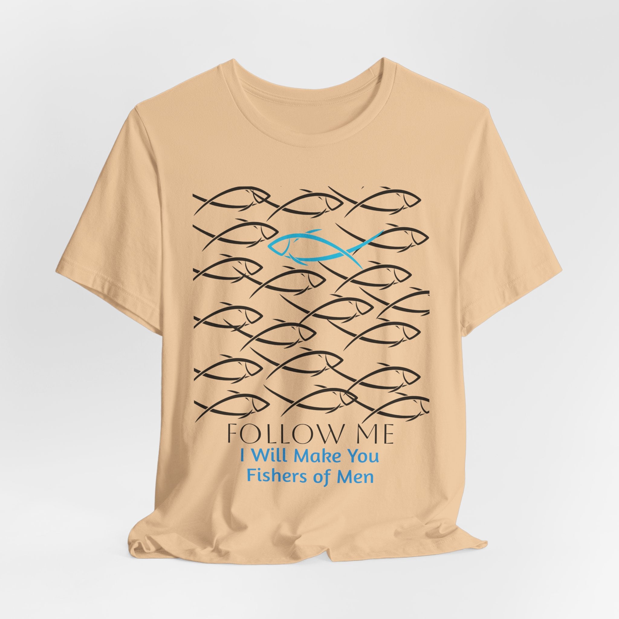 Follow Me Fishers of Men  Graphic Unisex Heavy Cotton Tee — Christian Faith Fish Symbol T-Shirt