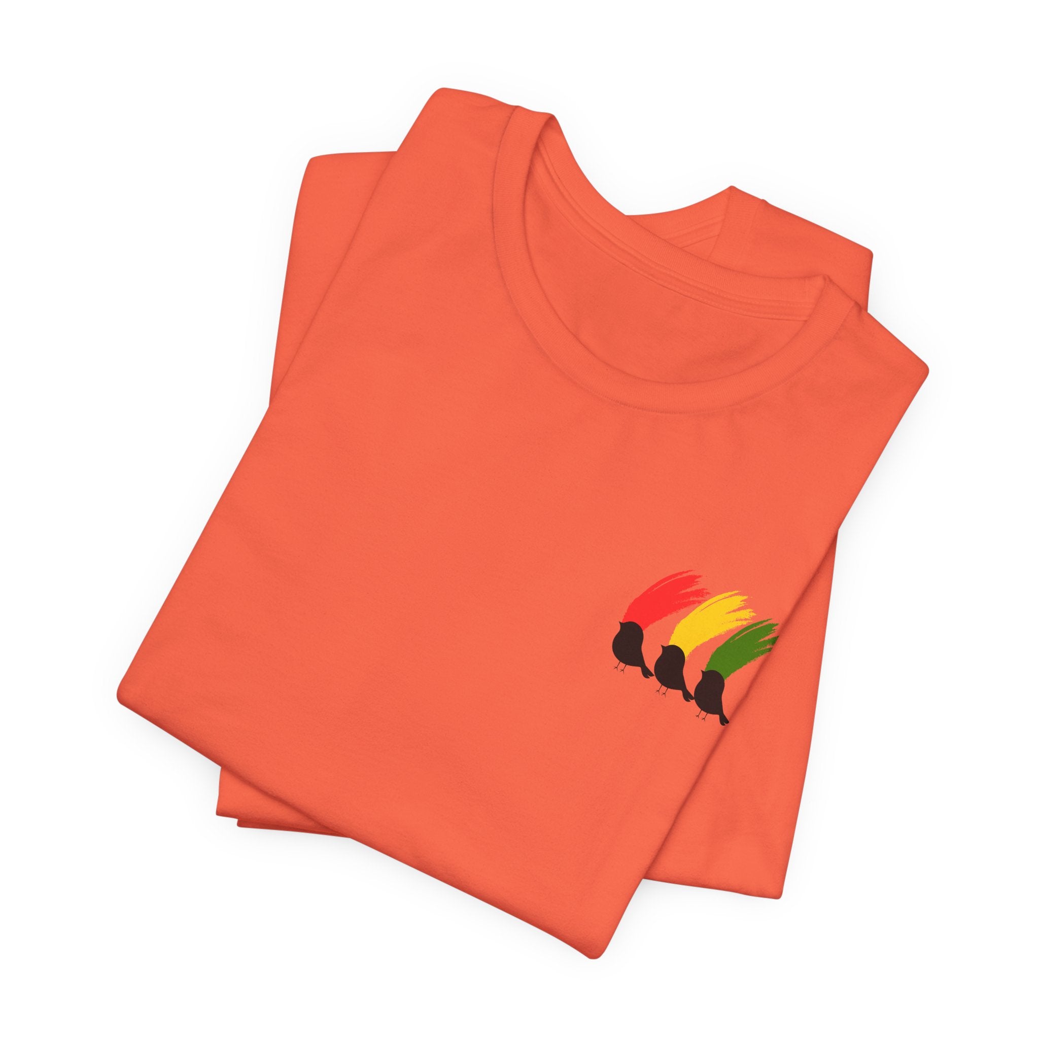 Colorful  Rasta Three Little Birds Unisex Jersey Tee with Vibrant Design, Casual Wear, Gift for Friends, Summer Fashion, Cozy Everyday Tee