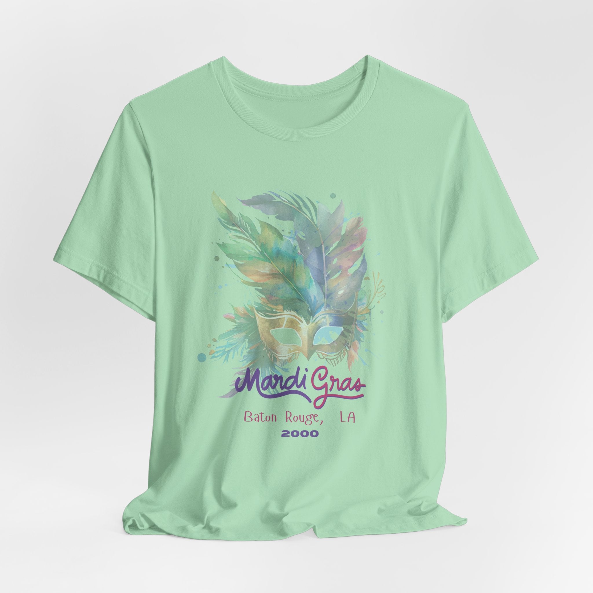 Vintage 2000 Baton Rouge LA Mardi Gras Celebration Tee, Unisex Party T-Shirt, Festival Apparel, Gift for Mardi Gras, Colorful Graphic Tee