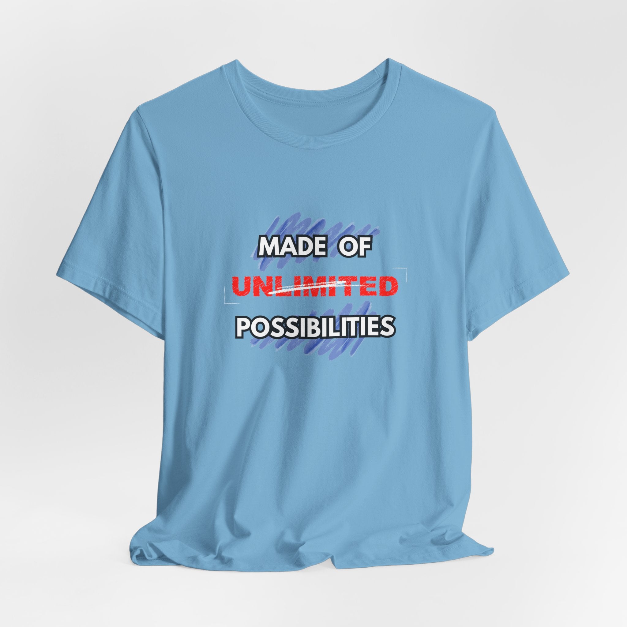 Inspirational Short Sleeve Unisex Workout Tee - Made of Unlimited Possibilities, Motivational Shirt, Casual Wear, Gift Idea, Everyday Tee, [...]