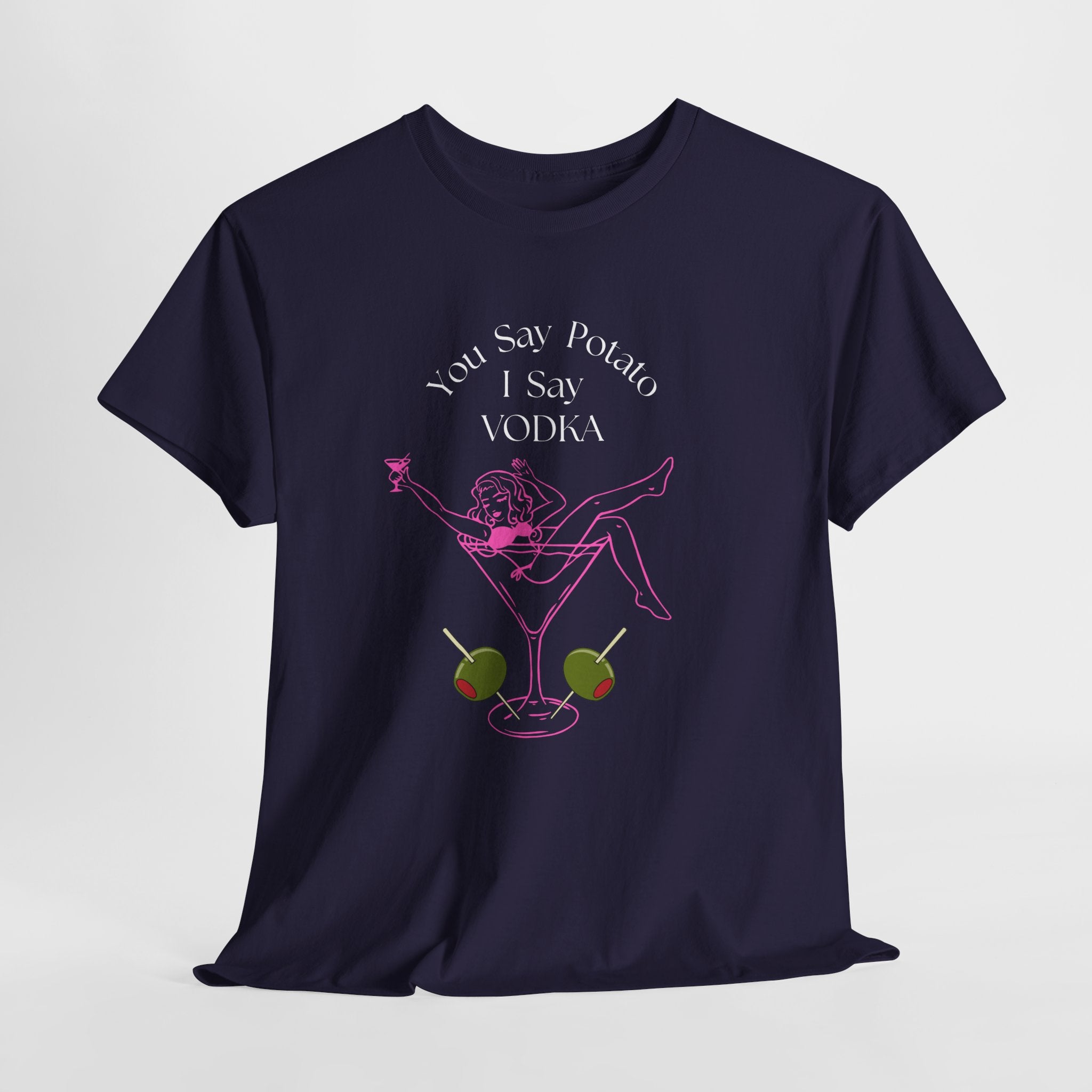 Fun Martini Girl Graphic Cocktail Culture Unisex Heavy Cotton Tee — Retro Pinup Cocktail T-Shirt
