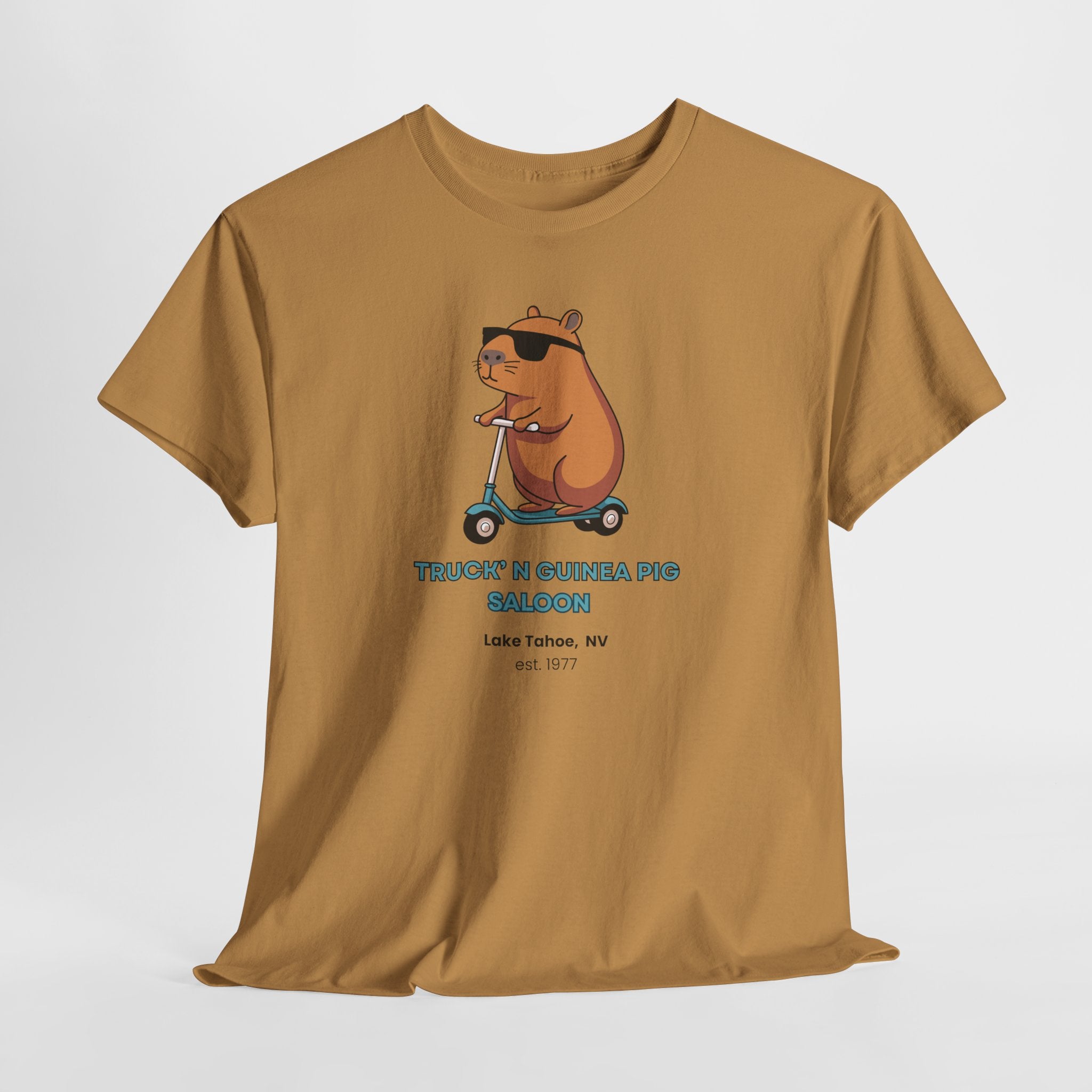 Must see The Truck'n Guinea Pig in Lake Tahoe Tee, Fun Unisex Graphic T-Shirt, Trendy Casual Wear, Gift for Animal Lovers, Summer Festival Outfit