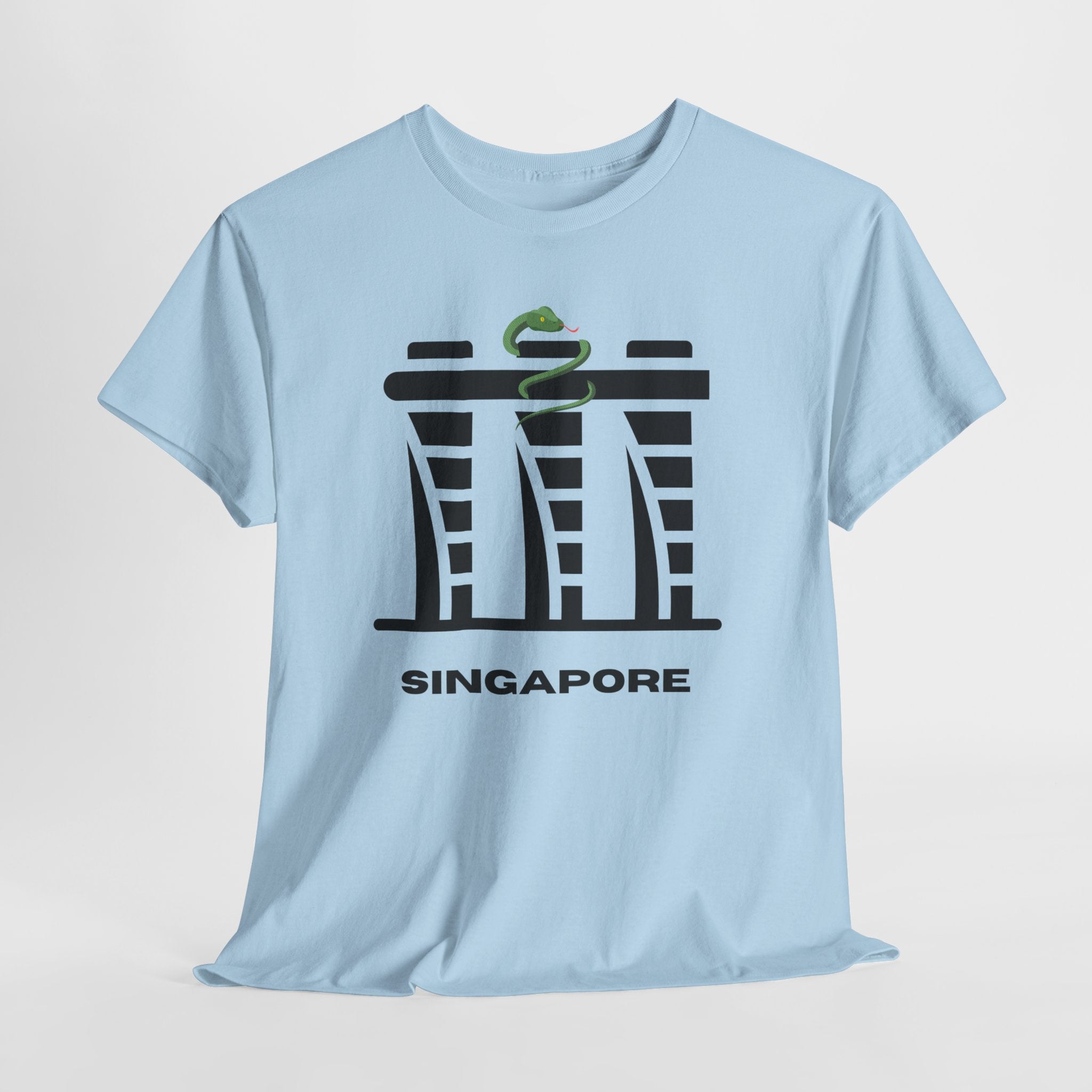 Quirky Singapore Marina Bay Skyline Graphic Unisex Heavy Cotton T‑Shirt — Minimalist Marina Bay Sands Graphic Tee