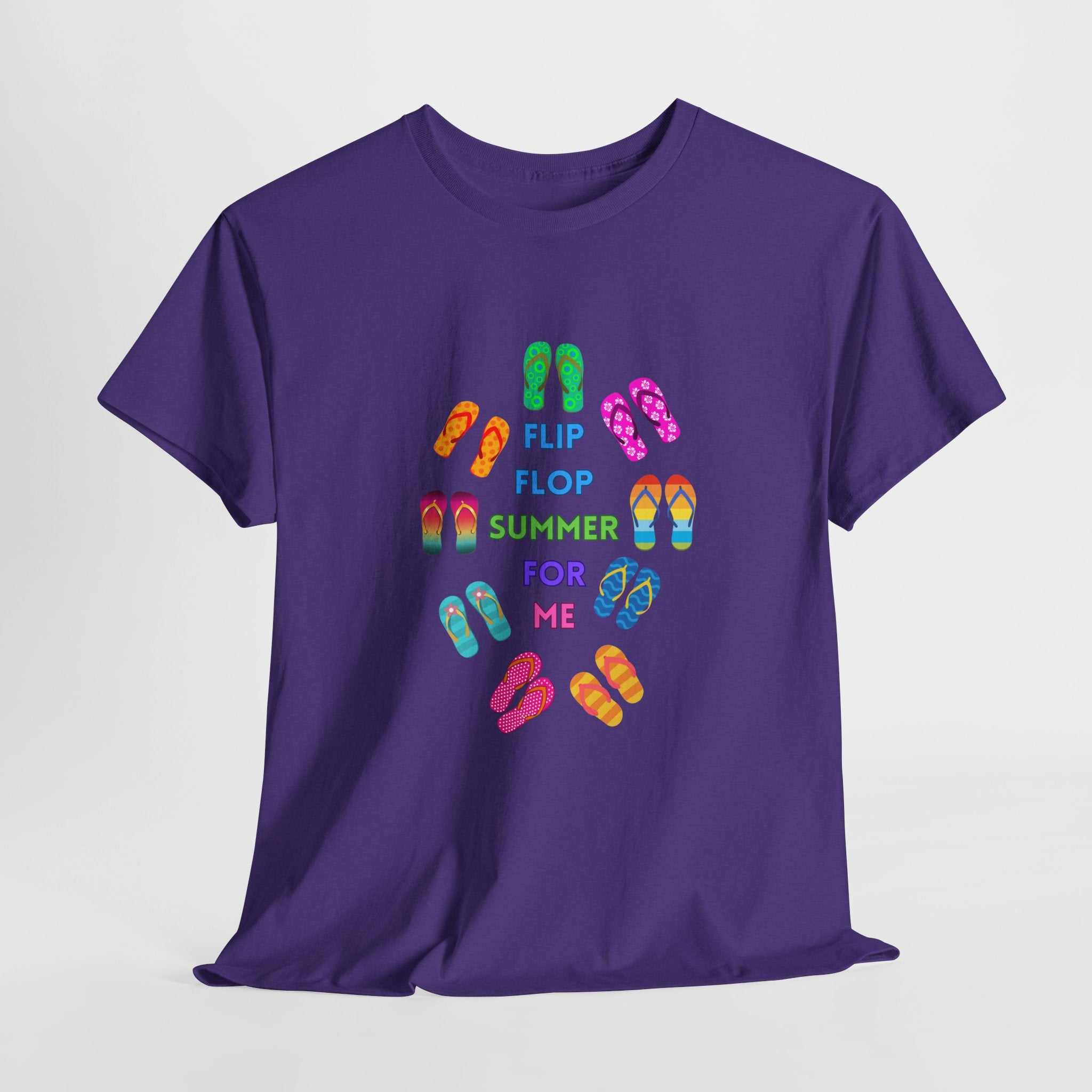 Colorful Flip Flop Summer Unisex Heavy Cotton Tee, Summer Shirt, Beachwear, Vacation Gift, Cute Graphic Tee