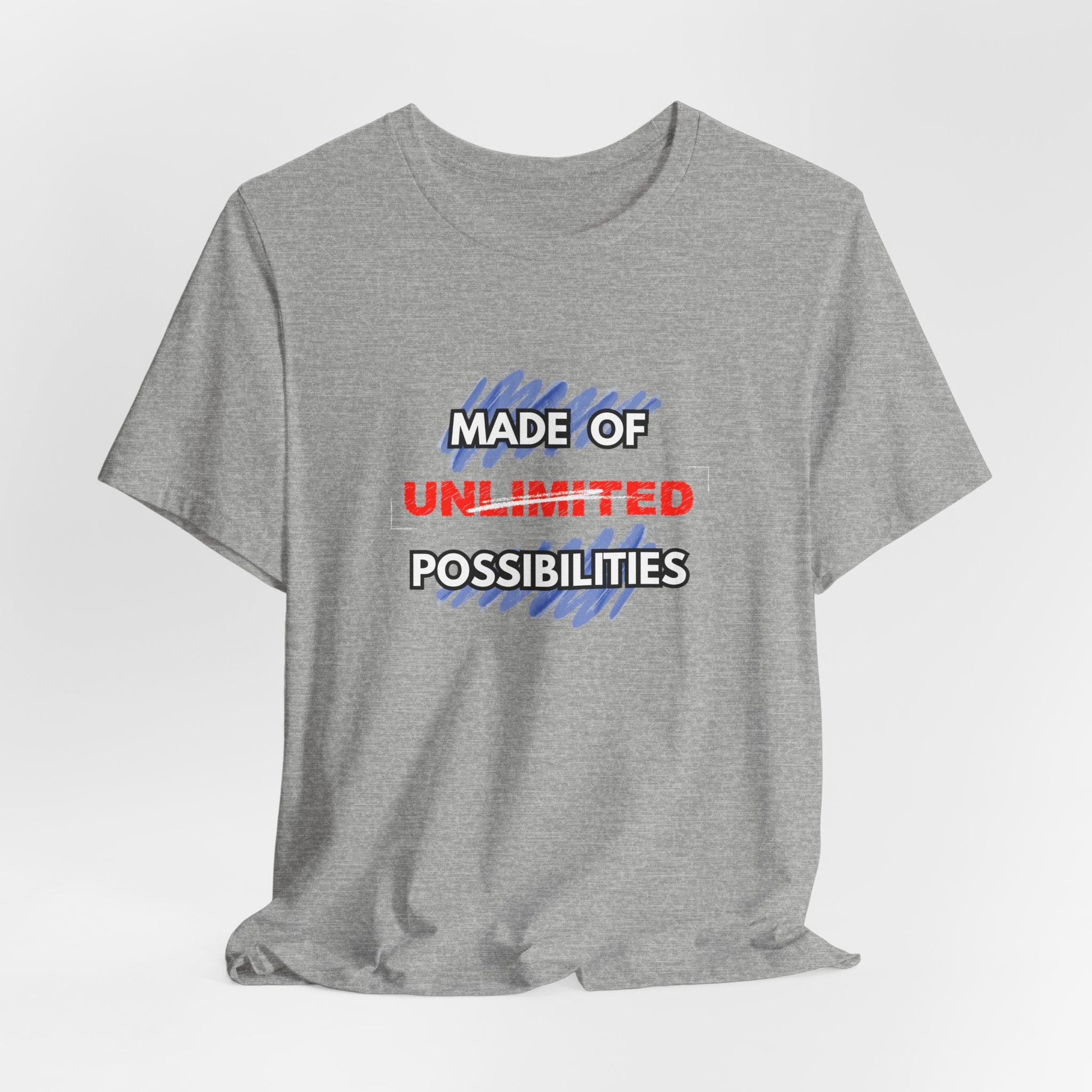 Inspirational Short Sleeve Unisex Workout Tee - Made of Unlimited Possibilities, Motivational Shirt, Casual Wear, Gift Idea, Everyday Tee, [...]