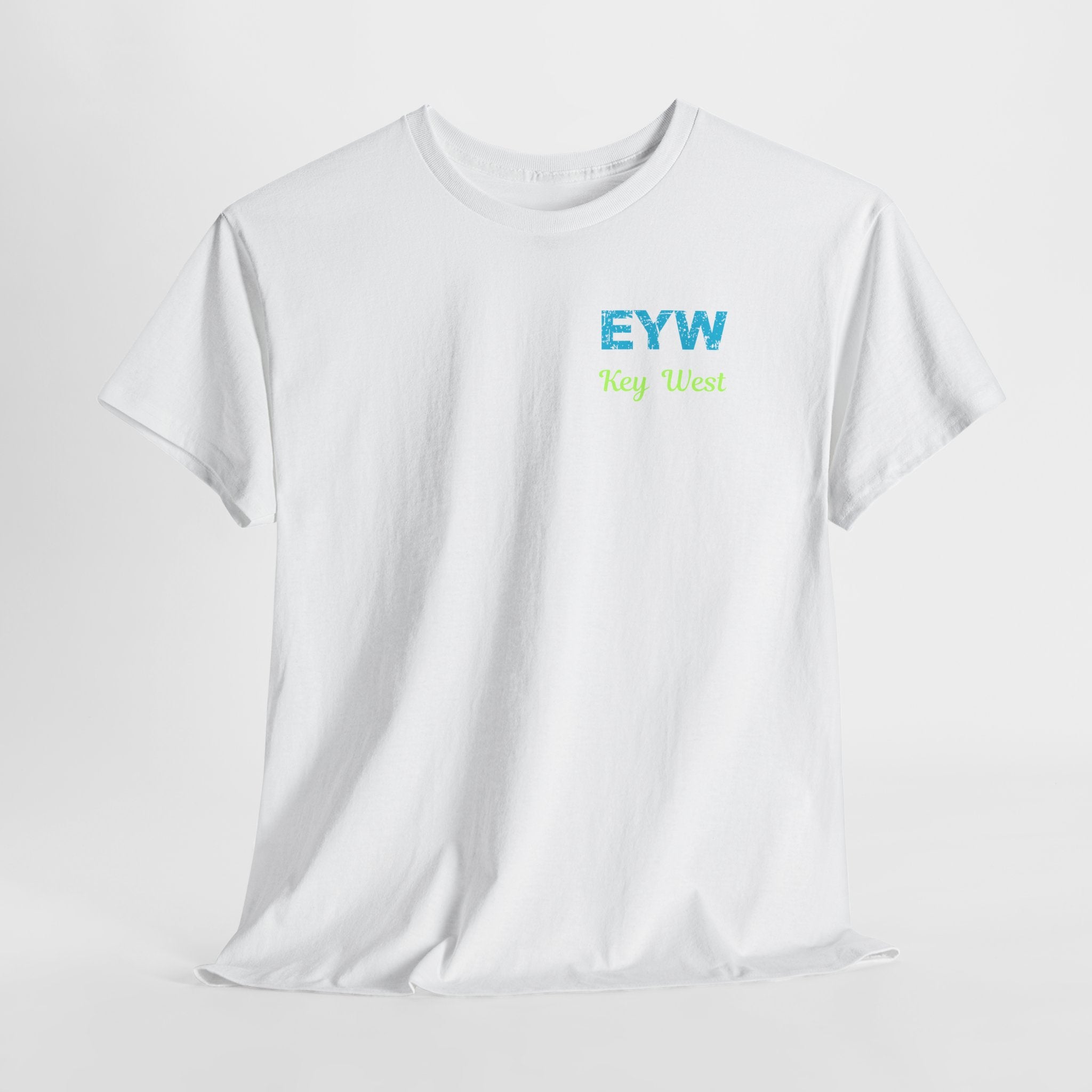 EYW Key West International Airport Vibes Unisex Heavy Cotton Tee — Vintage Distressed Lettering Florida T‑Shirt