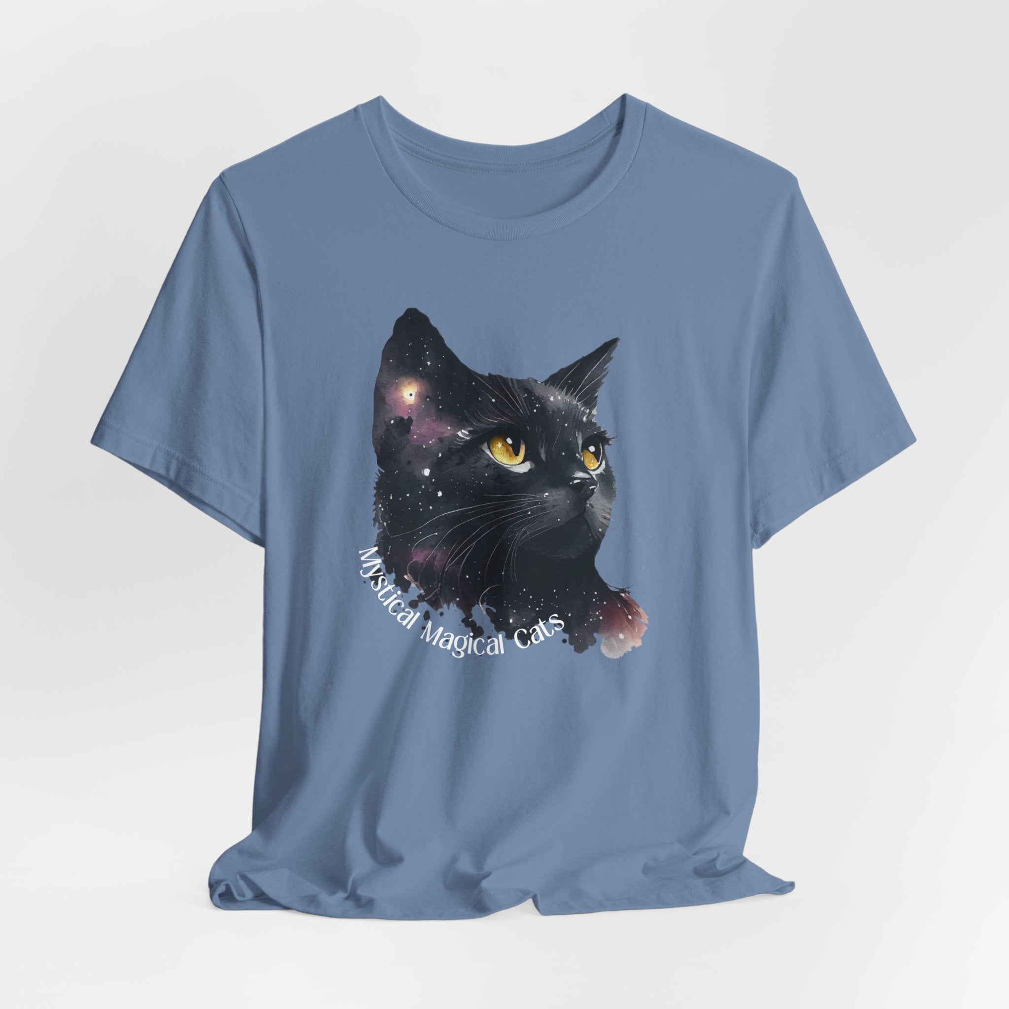 Cosmic Mystical-Magical Cat Heavy Cotton Unisex Tee - , Short Sleeve Unisex T-Shirt, Cat Lover Gift, Astrology Fashion, Unique Apparel