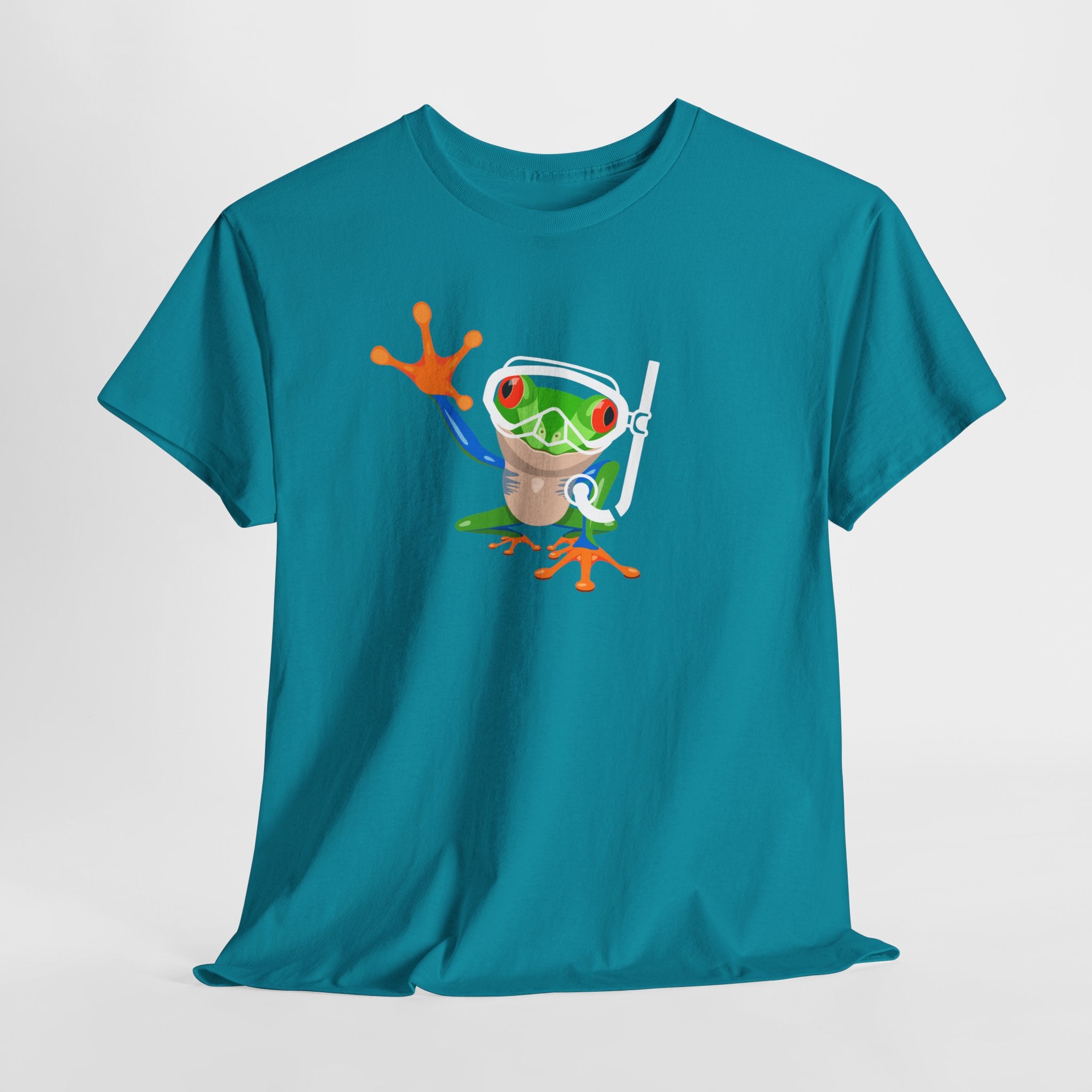 Fun Snorkel Tree Frog  (Dark Colors) Adult Sizes Too...Unisex Heavy Cotton Tee, Funny Frog Shirt, Cute Graphic Tee, Perfect Gift for Nature Lovers, Summer Fun Fashion