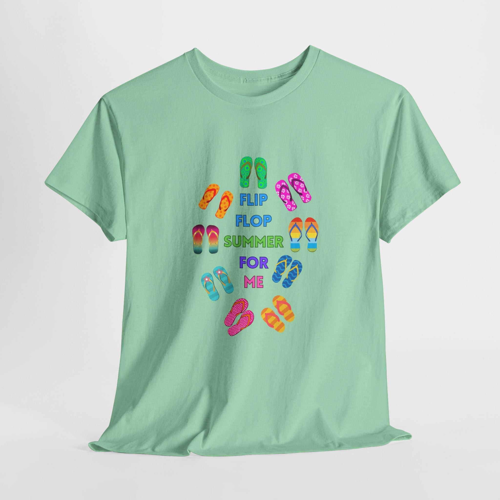Colorful Flip Flop Summer Unisex Heavy Cotton Tee, Summer Shirt, Beachwear, Vacation Gift, Cute Graphic Tee