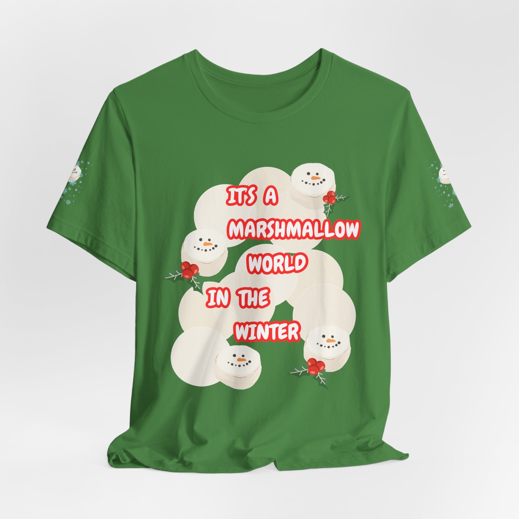 Fun Marshmallow World in the Winter  Unisex Heavy Cotton Tee —  "It’s a Marshmallow World in the Winter" Cute Holiday T-Shirt