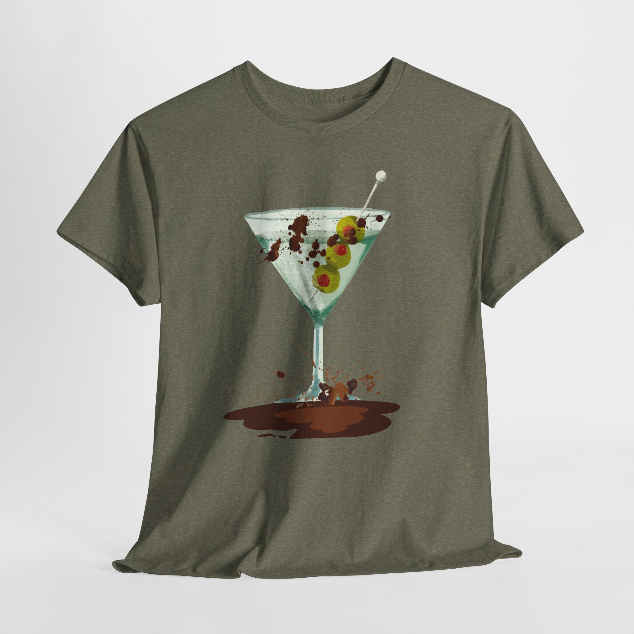 Fun Graphic "Dirty Martini" Unisex Heavy Cotton T-Shirt — Contemporary Graphic Cocktail Culture