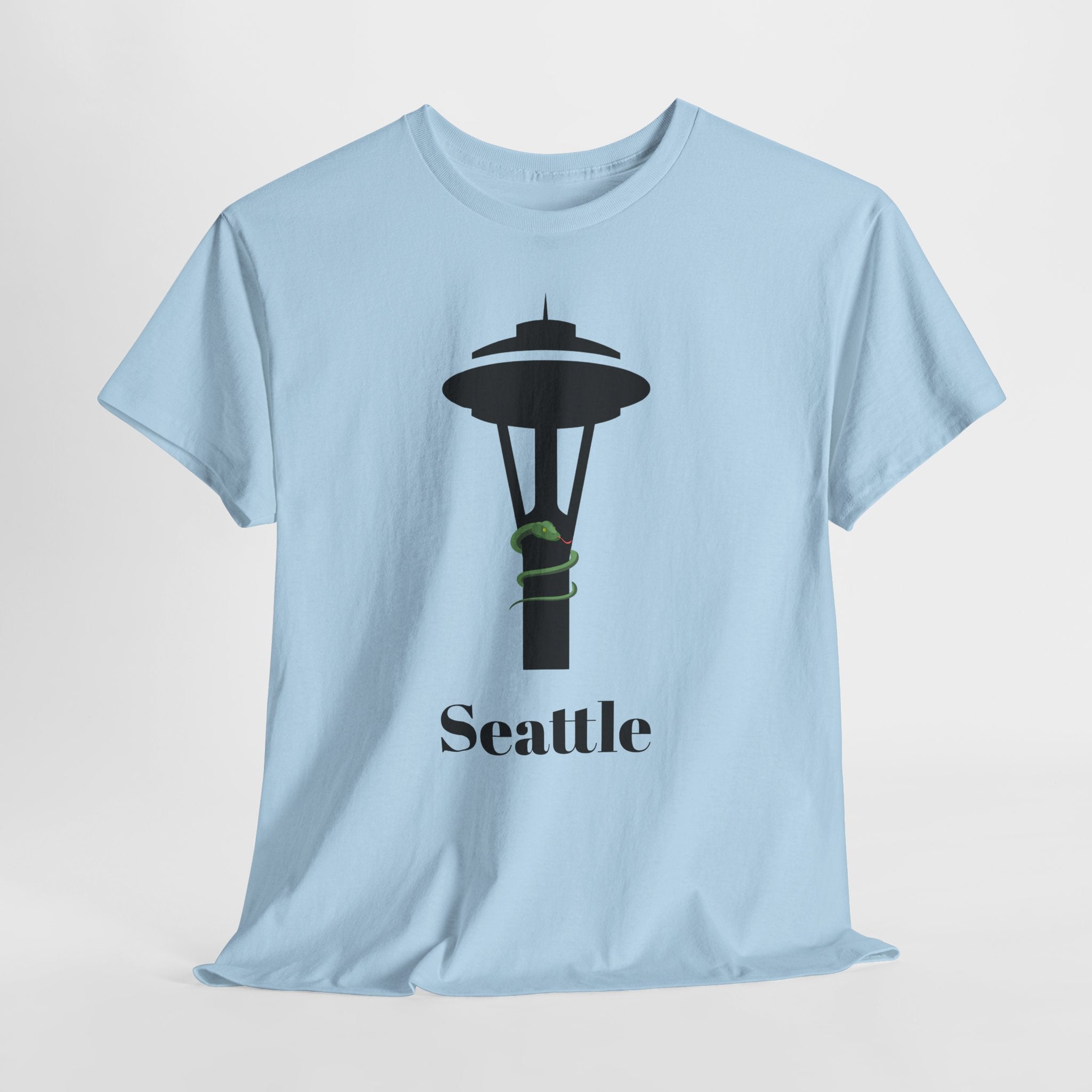 Quirky and Fun Seattle Needle Skyline Graphic Unisex Heavy Cotton Tee - Urban Style Graphic T-Shirt
