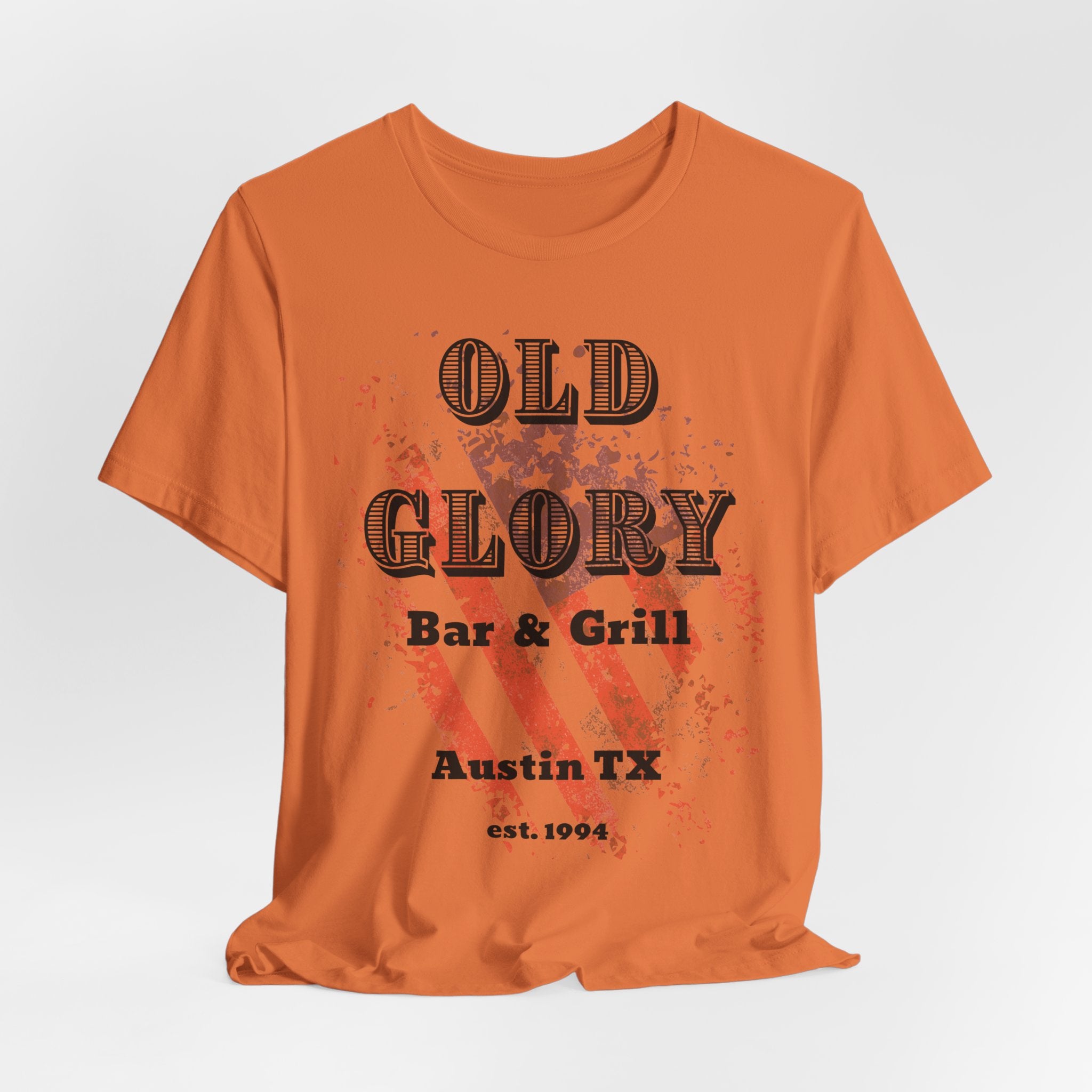 Iconic Austin, TX Bar & Grill  "Old Glory" Unisex Heavy Cotton Tee   Graphic Vintage Flag T Shirt