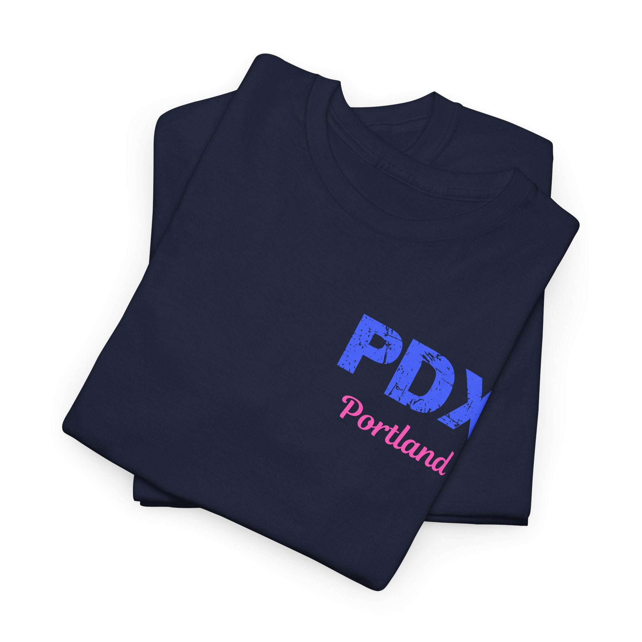 Distressed Letters PDX Portland International Airport Unisex Heavy Cotton Tee  Shirt