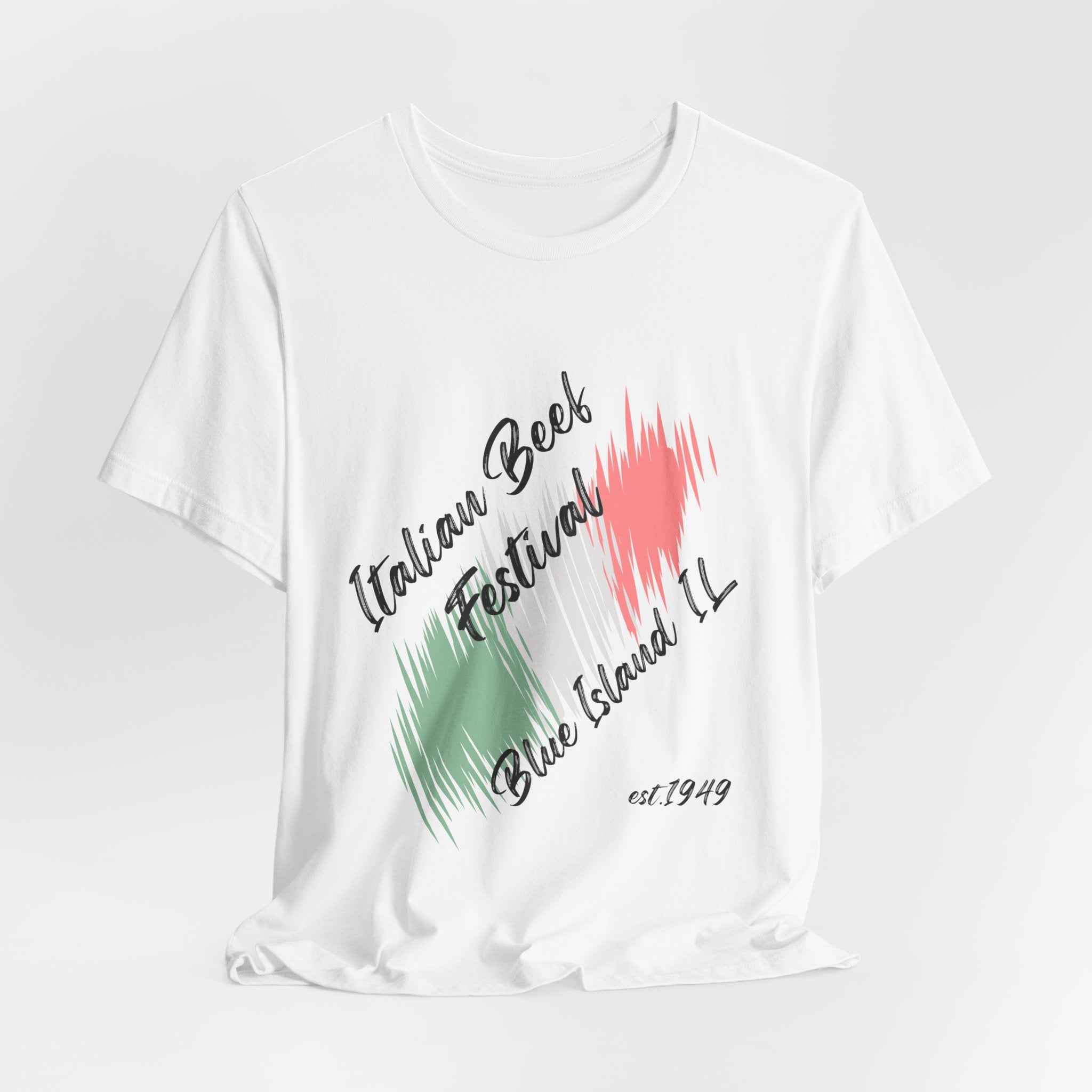 Classic Italian Beef Festival Blue Island IL  Unisex Heavy Cotton T‑Shirt — Graphic  Italian Flag Brushstroke Tee