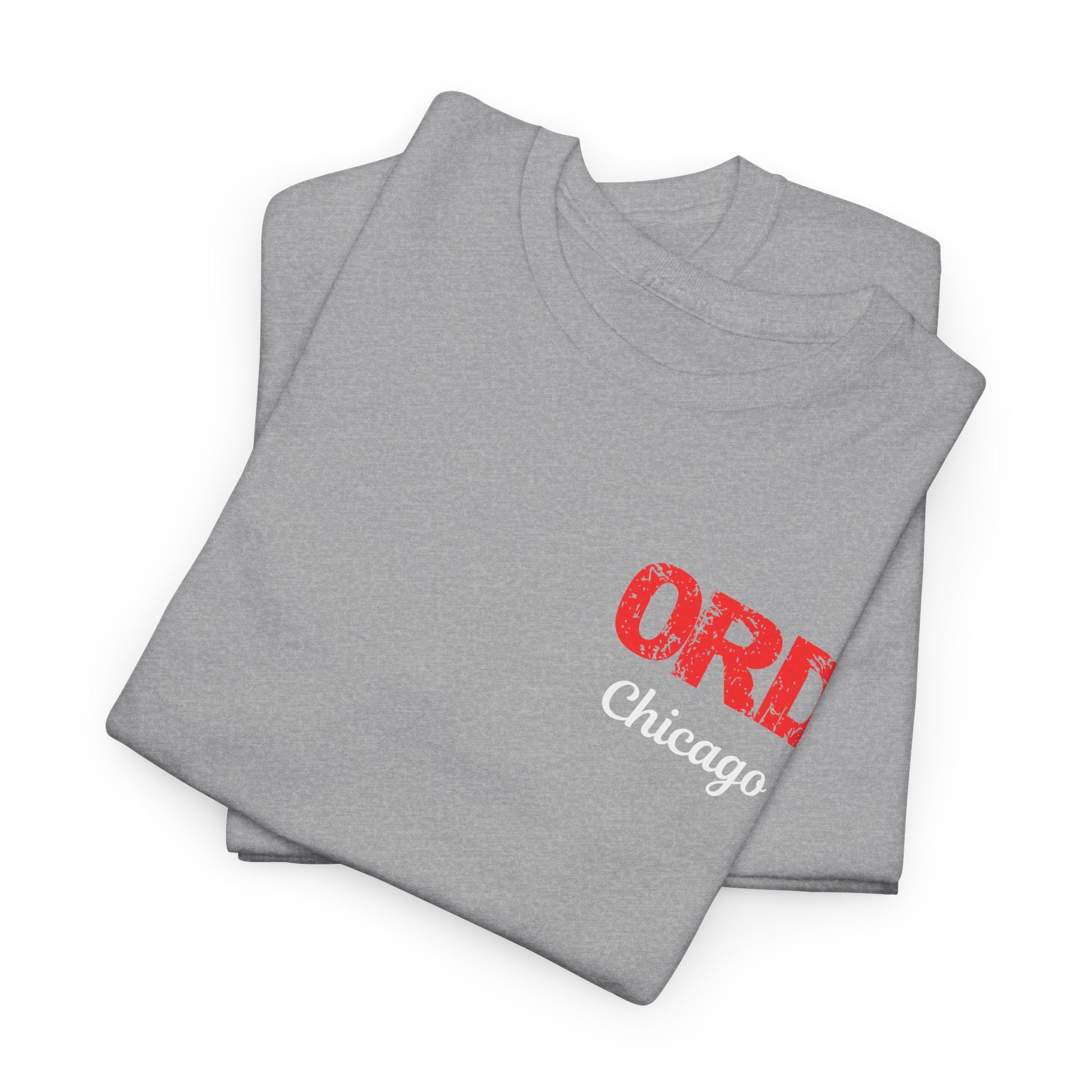 ORD Chicago International Airport Distressed Letter Unisex Heavy Cotton Tee Shirt