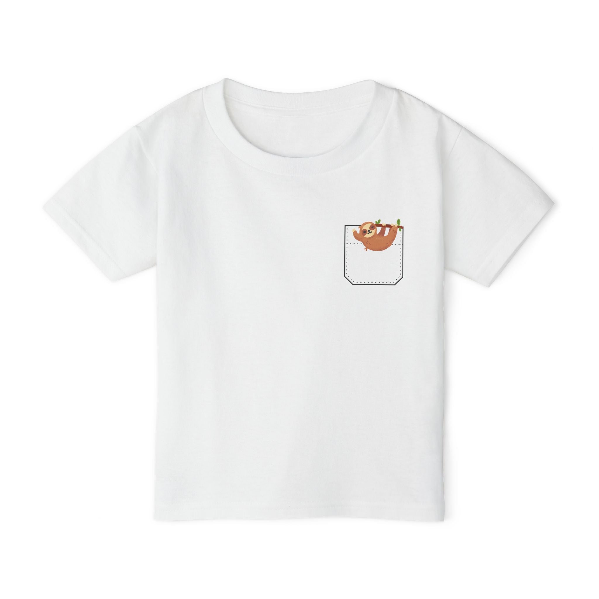 Fun and Cute Pocket Pet (Sloth) Unisex Heavy Cotton™ Toddler T-shirt.  There is NO Pocket in this Shirt...The Pocket is part of the Artwork