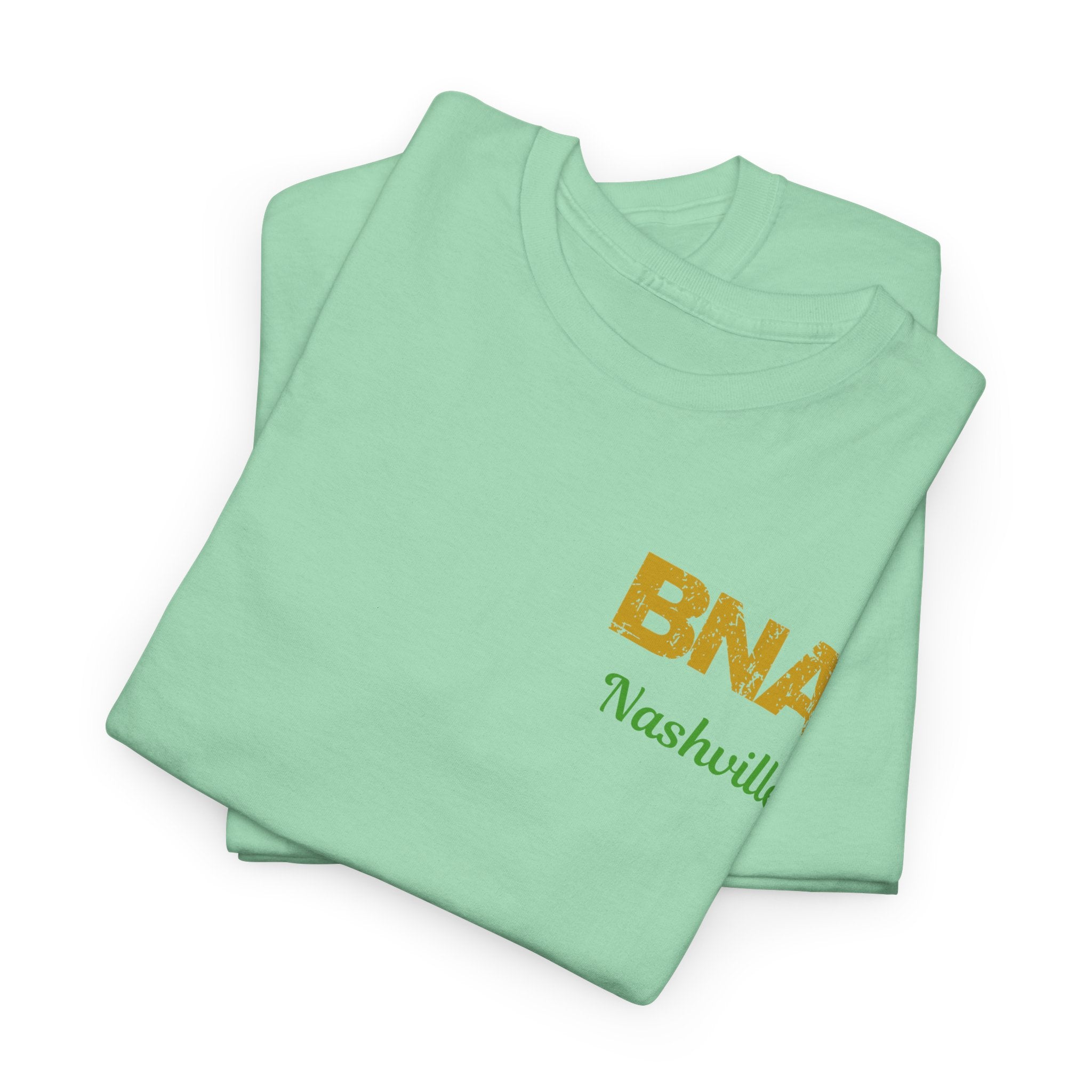 Distressed Letters BNA Nashville International Airport Code Unisex Heavy Cotton Tee Shirt