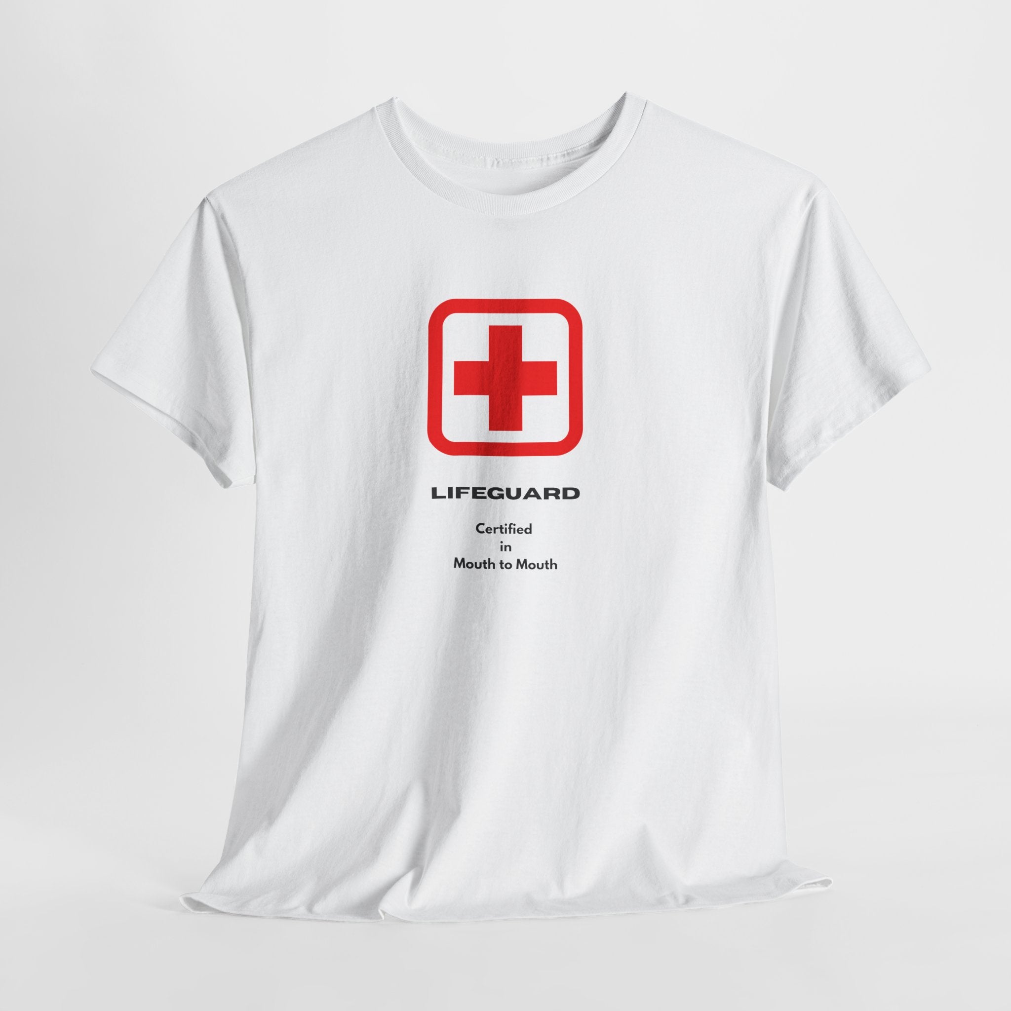 Fun Flirty Lifeguard Unisex Heavy Cotton Tee — Certified in Mouth to Mouth Graphic T-Shirt