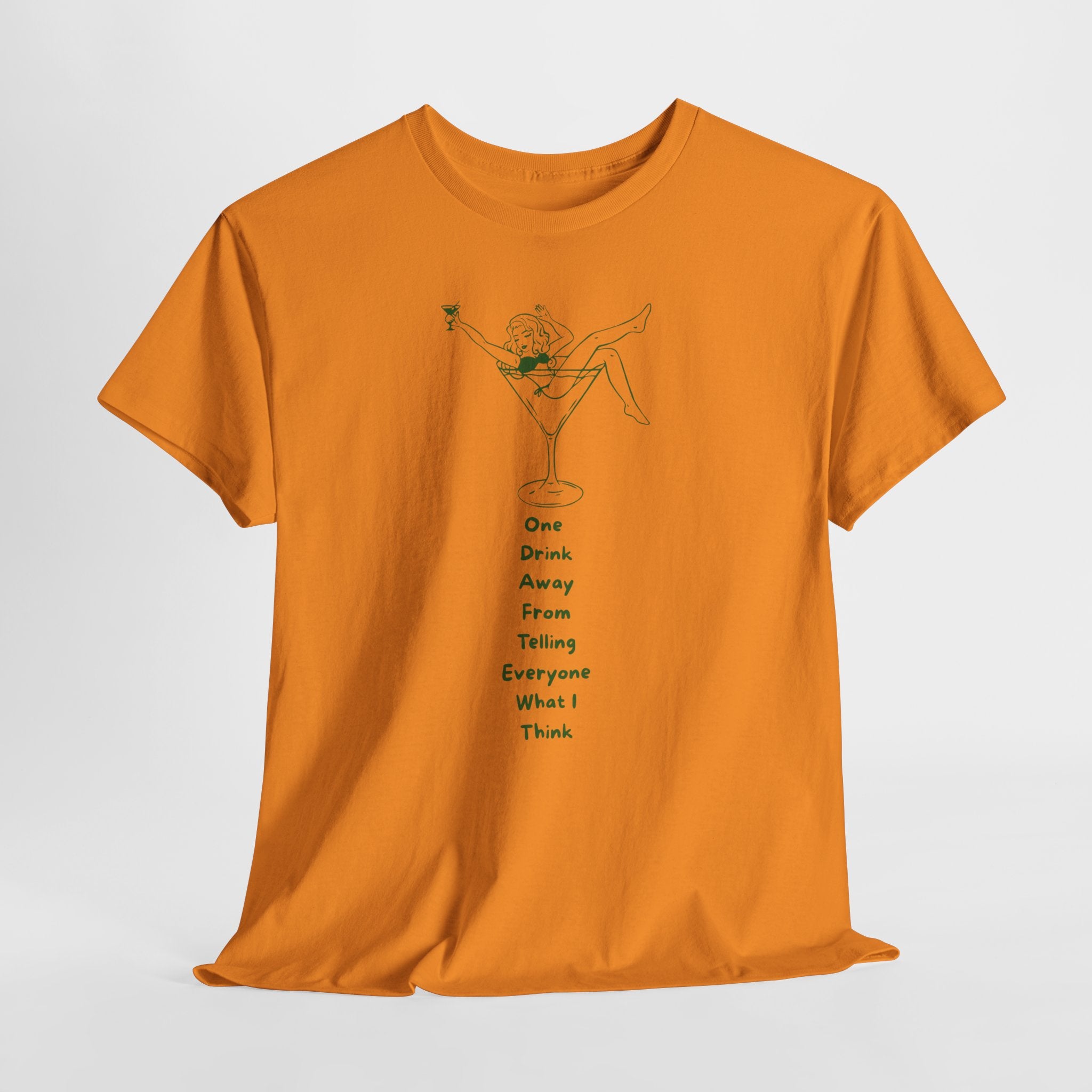 Funny One Drink Away From...Unisex heavy Cotton T-Shirt, Gift for Friends, Party Wear, Casual Style, Perfect for Birthdays, Celebrations