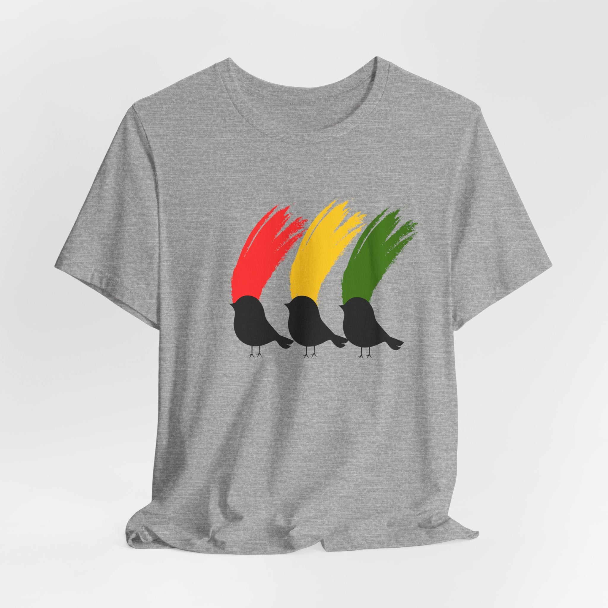 Rasta Three Little Birds Graphic Tee, Unisex T-Shirt for Music Lovers, Gift for Nature Enthusiasts, Summer Style, Eco-Friendly Wear