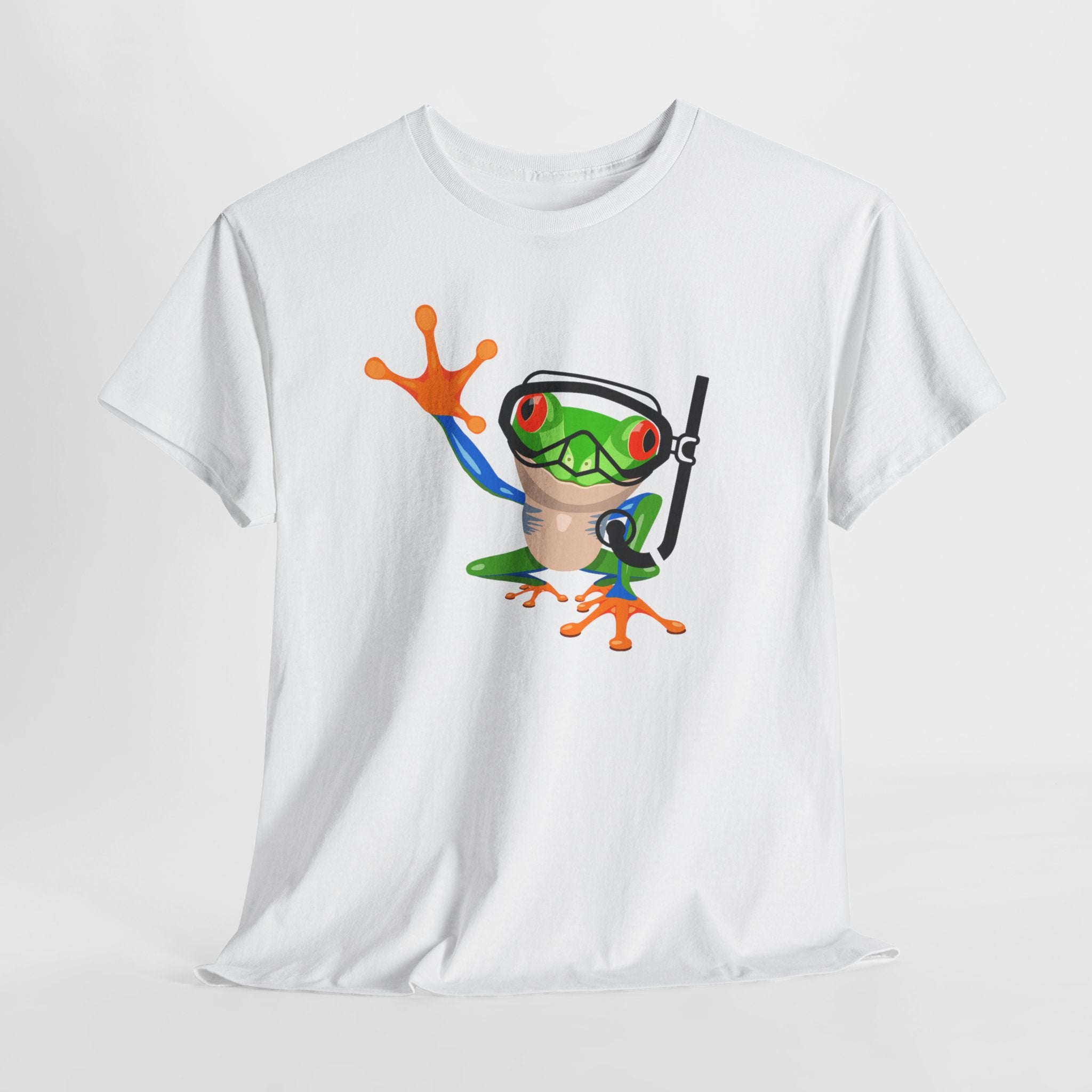 Fun Snorkel Tree Frog Diving Tee, Quirky Graphic Unisex T-Shirt, Perfect for Pool Parties, Gift for Nature Lovers, Beach Wear, Summer Vibes