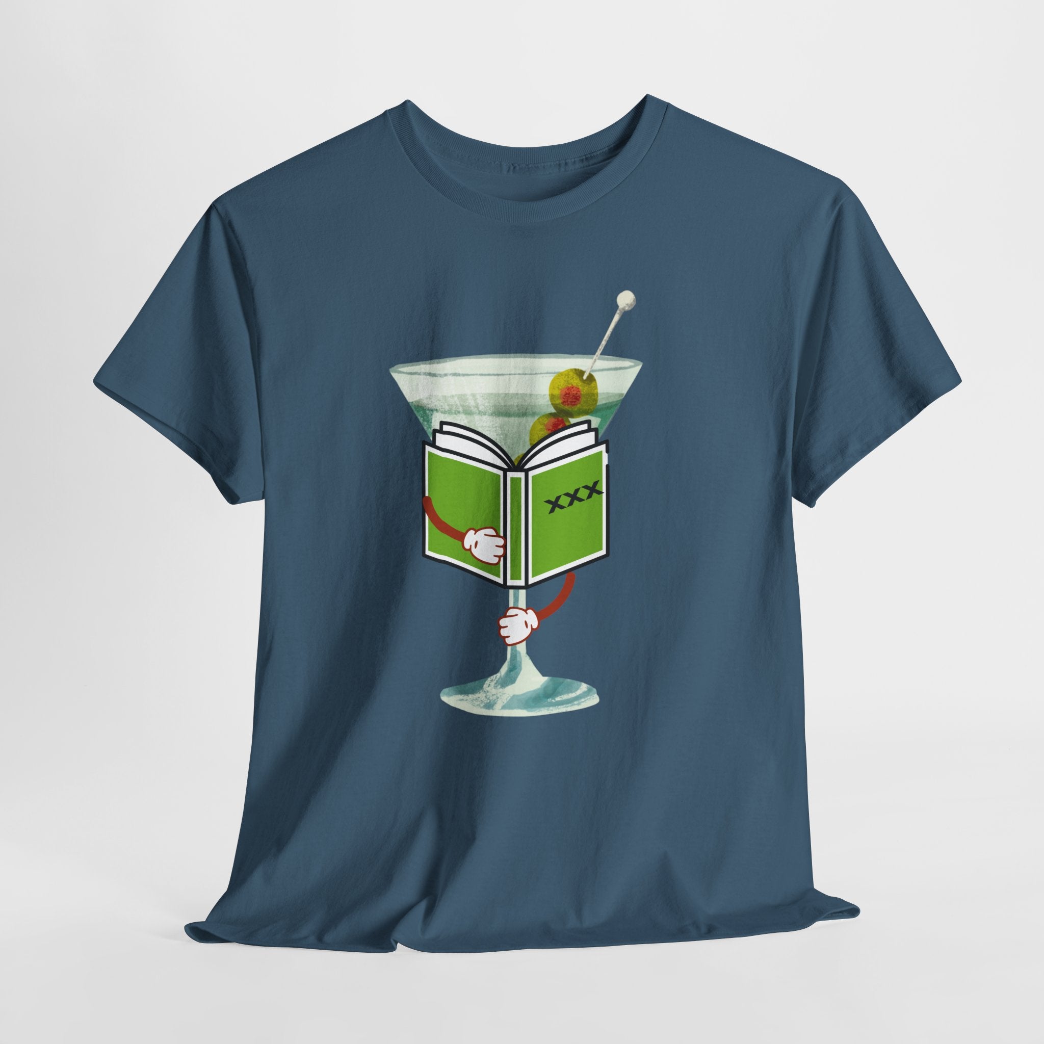 Naughty "Dirty Martini" Graphic Unisex Heavy Cotton Tee — Martini Glass with XXX Book Graphic T-Shirt
