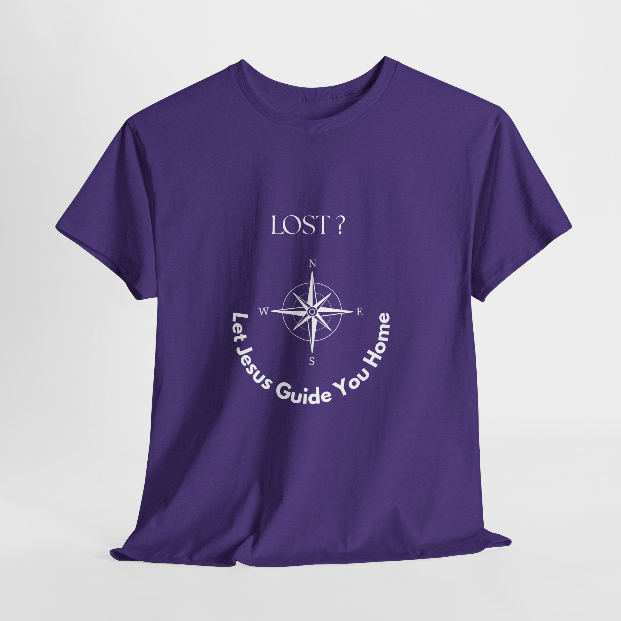 Christian Compass Graphic Unisex Heavy Cotton T‑Shirt — "Lost? Let Jesus Guide You Home" Inspirational Tee