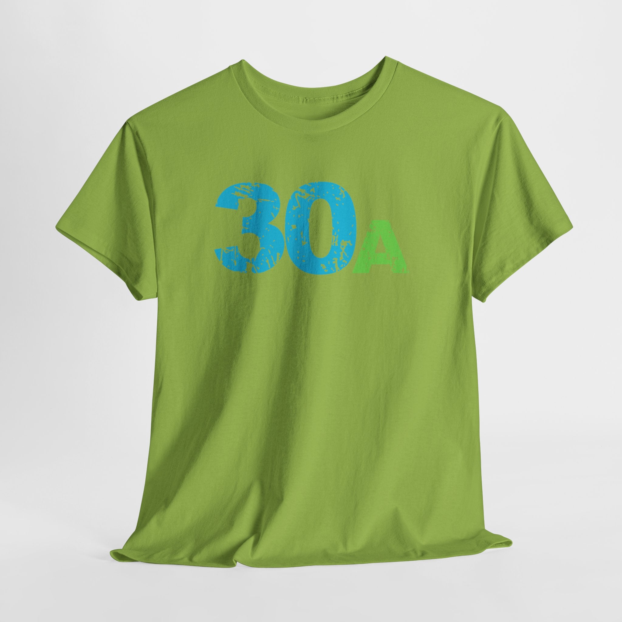 Graphic 30A Beach Unisex Heavy Cotton T-Shirt — Emerald Coast Tee with Blue & Green Distressed Logo