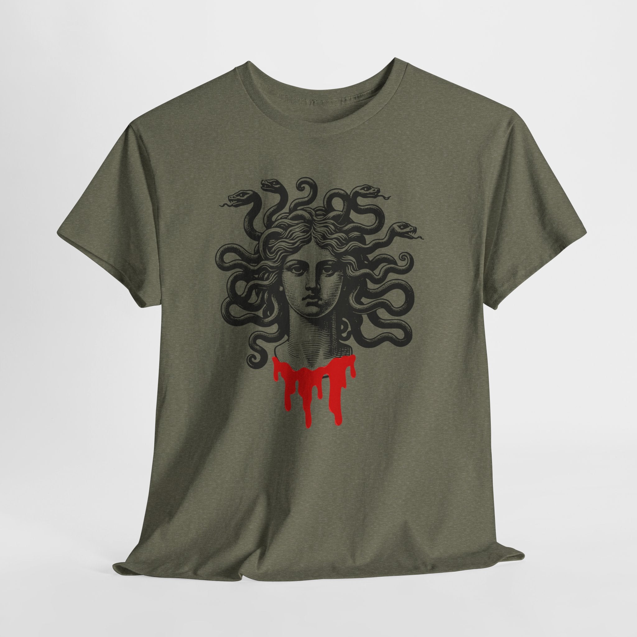 Medusa Graphic Unisex Heavy Cotton Tee - Horror-Inspired Art Shirt