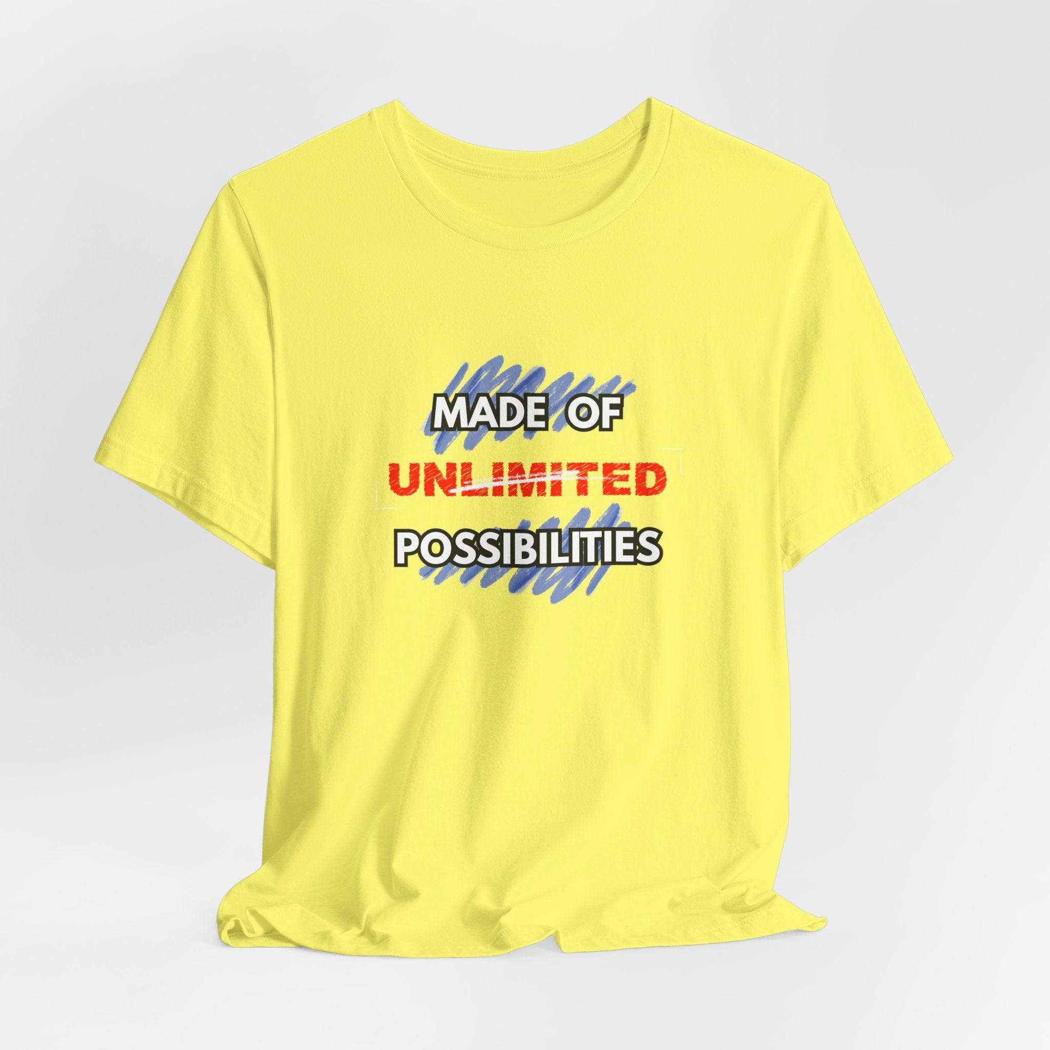 Inspirational Short Sleeve Unisex Workout Tee - Made of Unlimited Possibilities, Motivational Shirt, Casual Wear, Gift Idea, Everyday Tee, [...]
