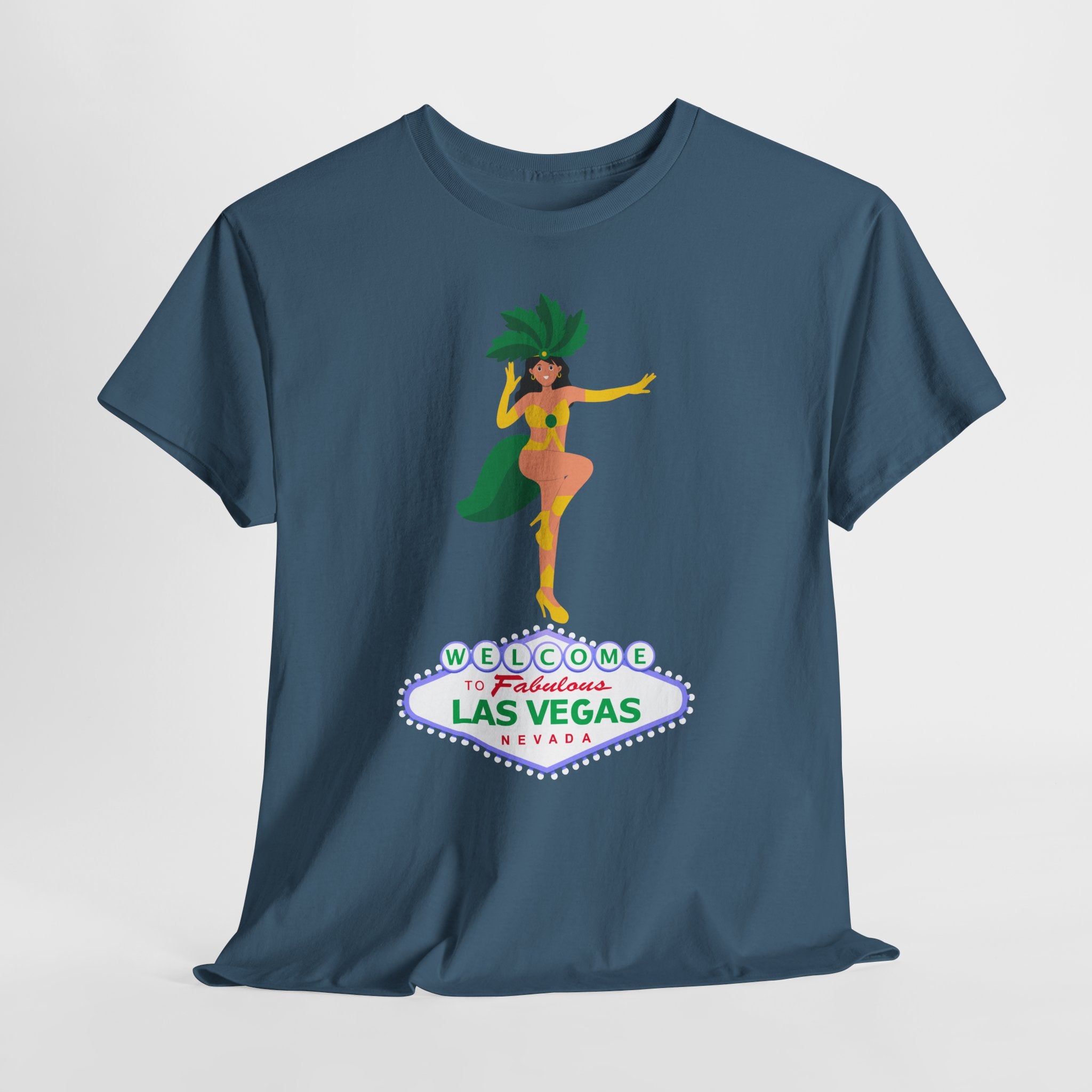 Let The Weekend Party begin with this Las Vegas Showgirl Unisex Heavy Cotton T-Shirt — Welcome to Fabulous Retro Vegas Tee