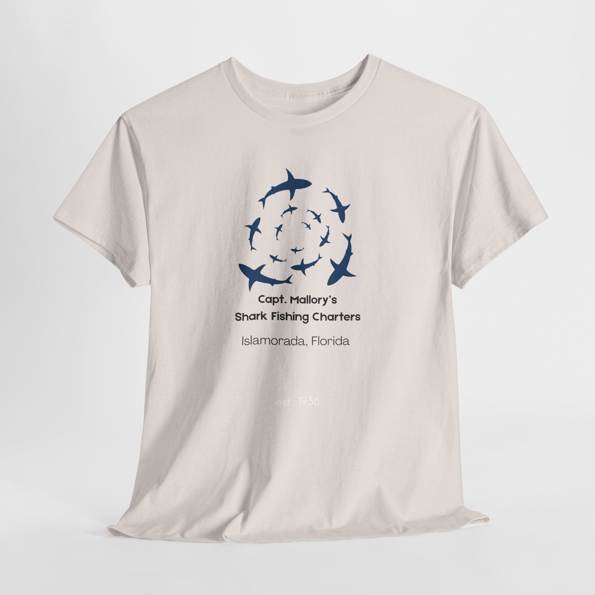 Cpt Mallory Shark Fishing Charters  Islamorada FL Tee, Unisex Cotton Shirt, Beachwear, Fishing Gift, Ocean Lover Apparel