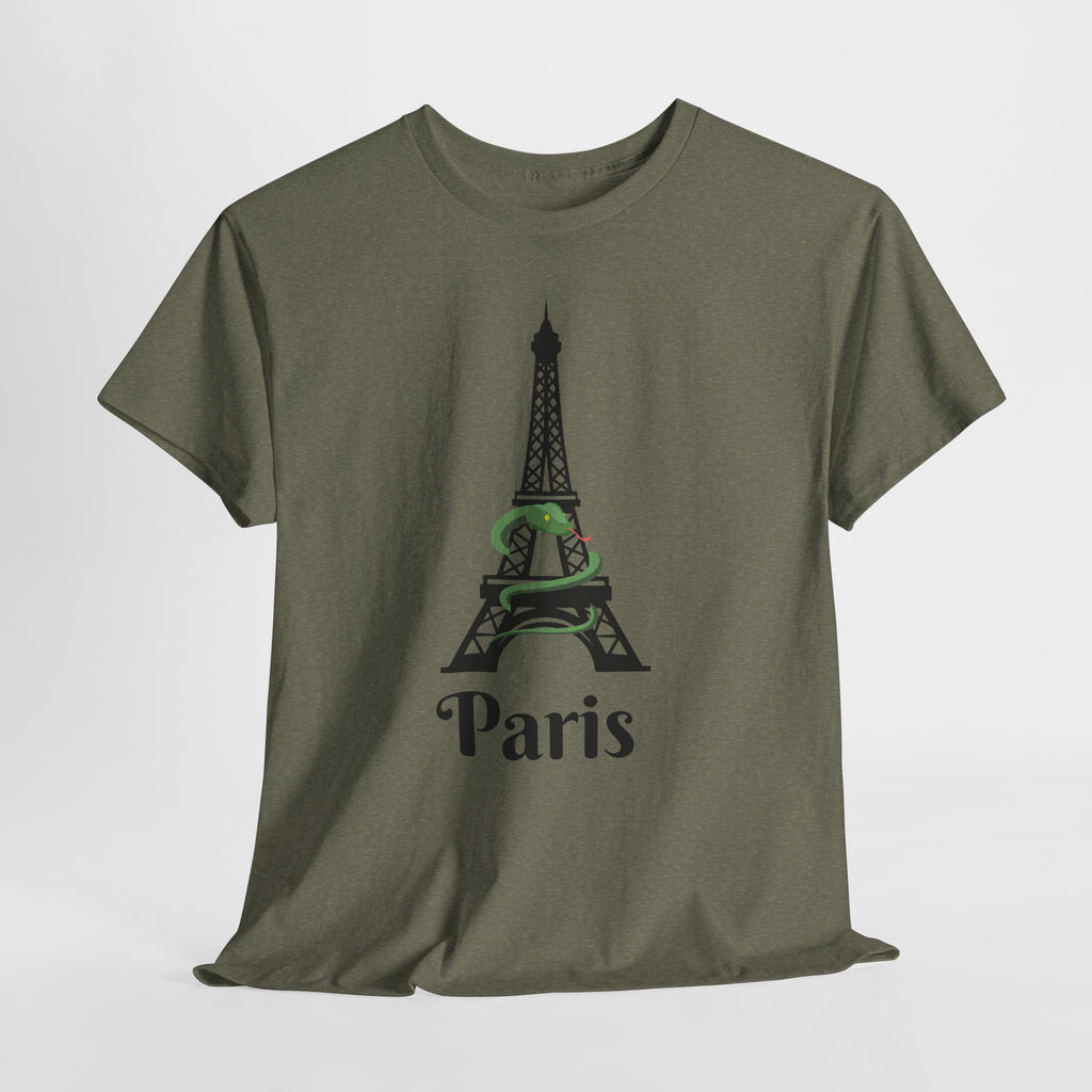Fun and Quirky Paris Eiffel Tower Graphic Unisex Heavy Cotton Tee Shirt