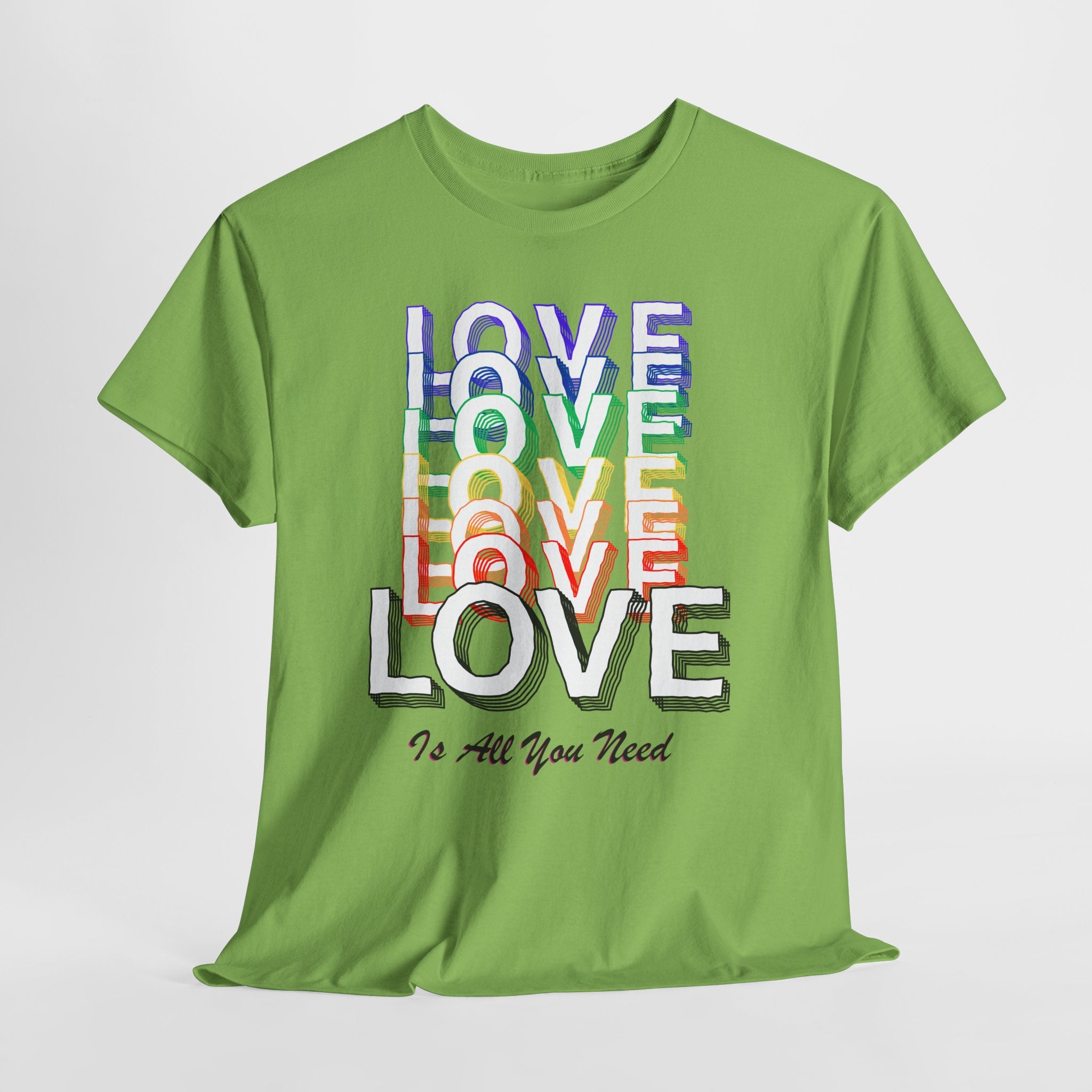 Love Rainbow Graphic  Unisex Heavy Cotton Tee — "Love Is All You Need" Casual Pride T-Shirt
