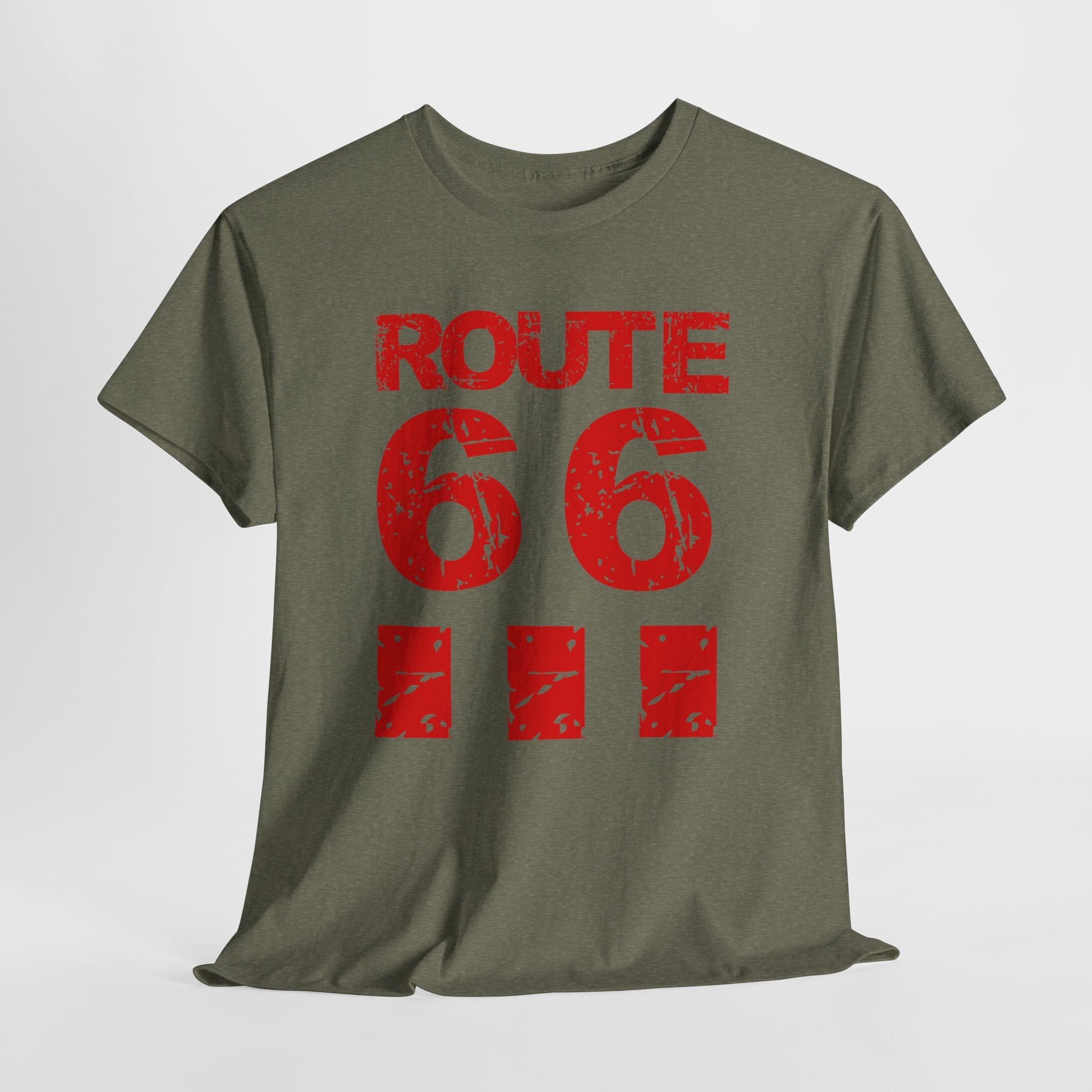 Route 66 Vintage Graphic Unisex Heavy Cotton Tee – Retro Distressed Road Trip T‑Shirt